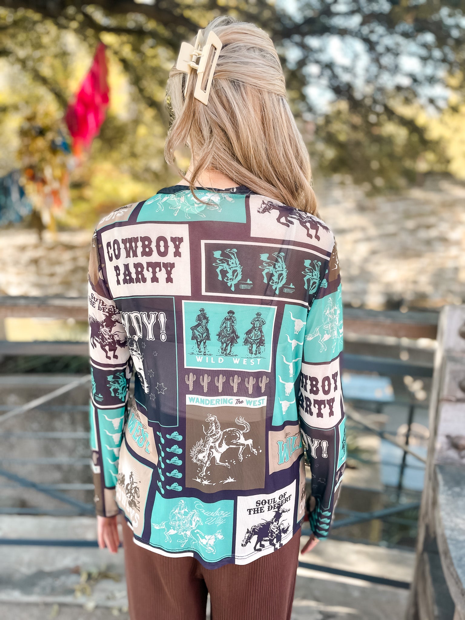 Cowboy Party Mesh Top - Teal