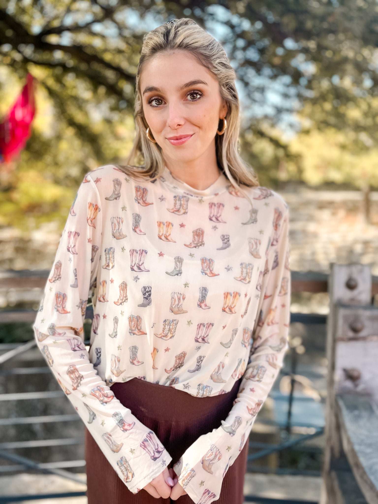 Western Boots Mesh Top