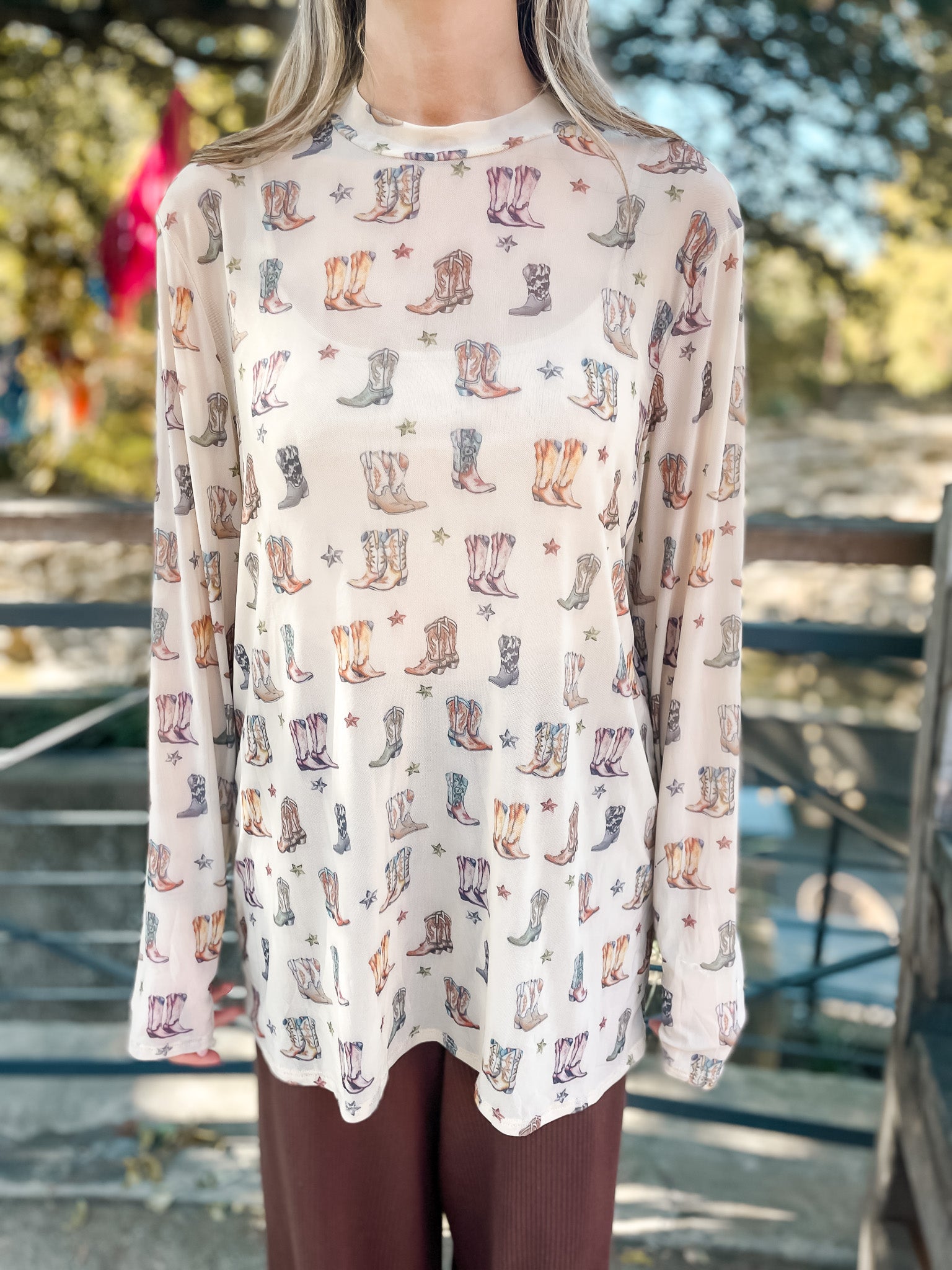 Western Boots Mesh Top