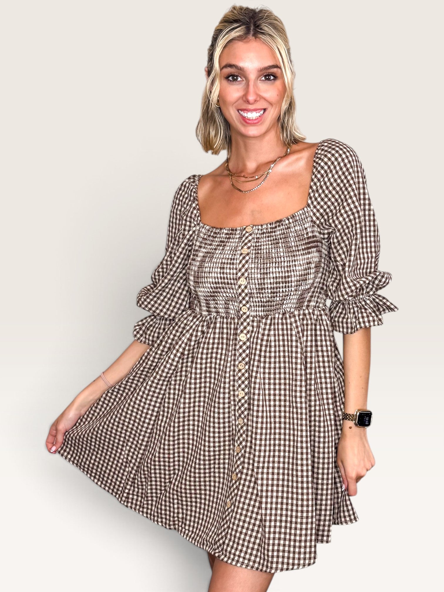 Casper Gingham Smocked Dress