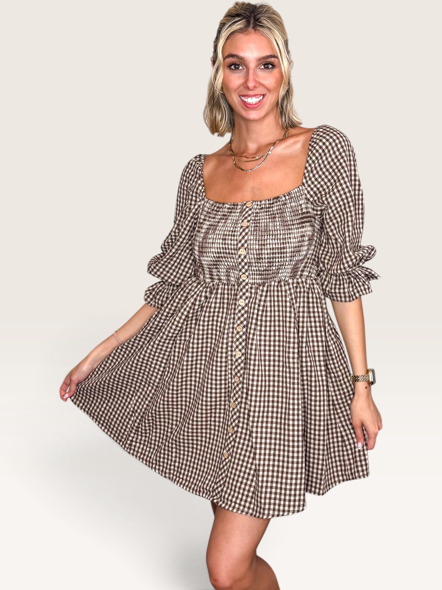 Casper Gingham Smocked Dress