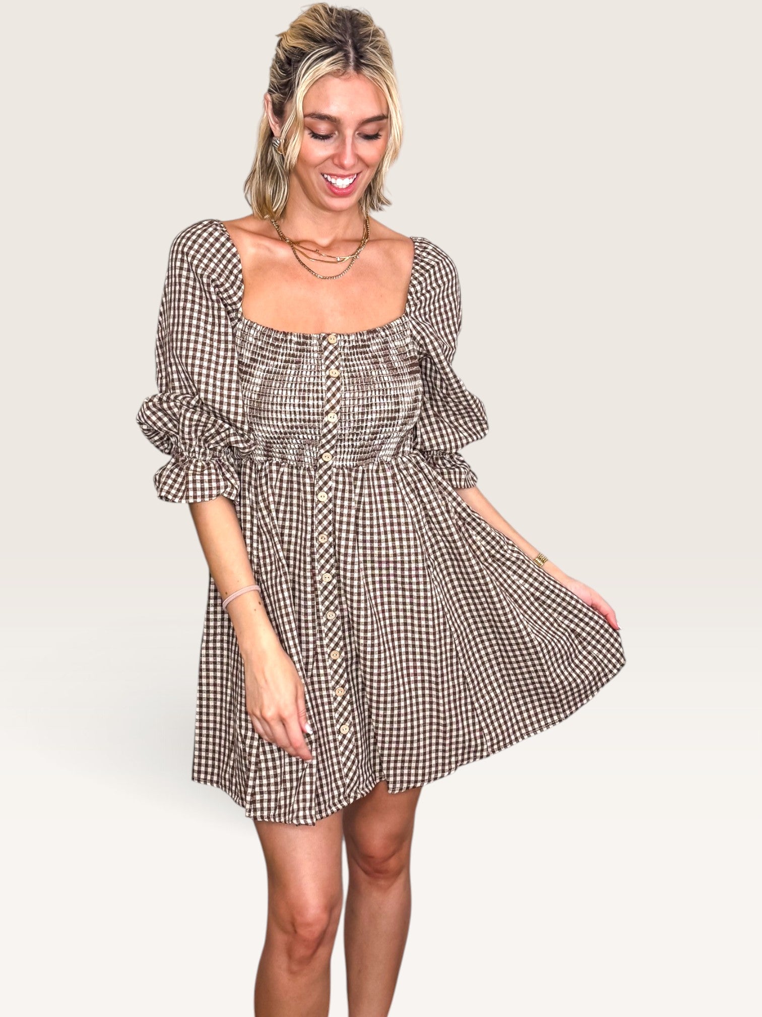 Casper Gingham Smocked Dress