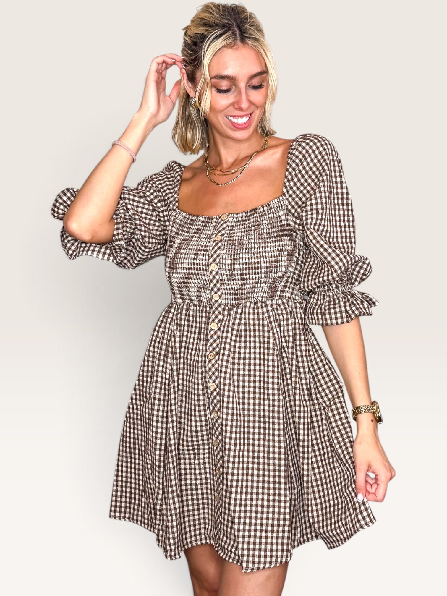 Casper Gingham Smocked Dress