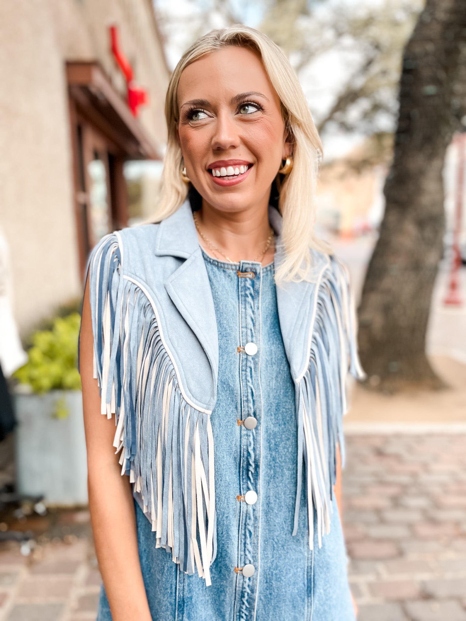 Piped With Vinge Shrug - Blue