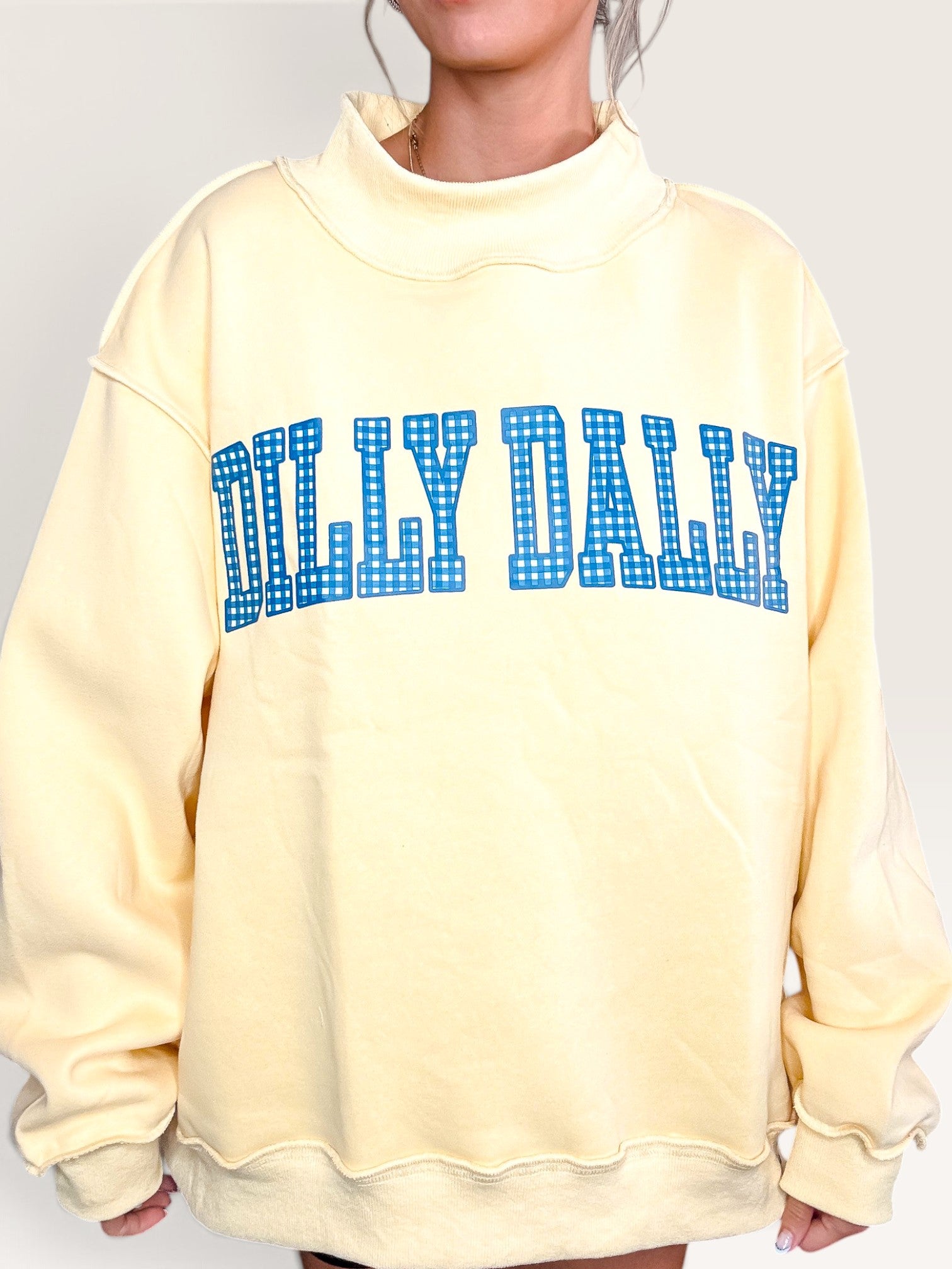 Dilly Dally Reversible Mock Sweatshirt - Yellow