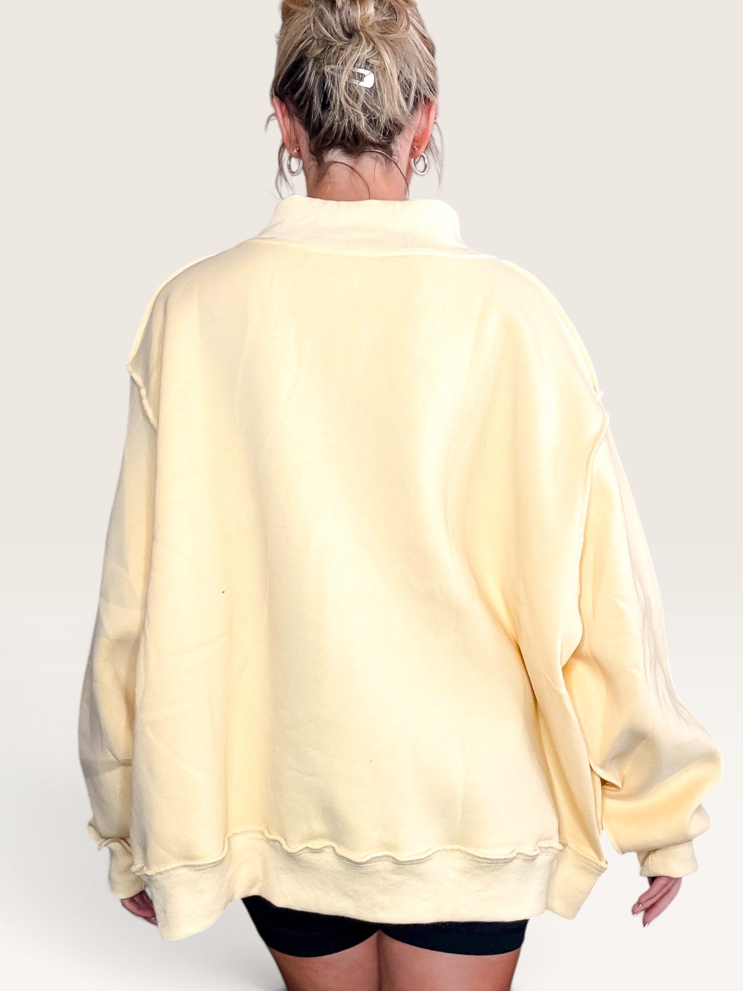 Dilly Dally Reversible Mock Sweatshirt - Yellow