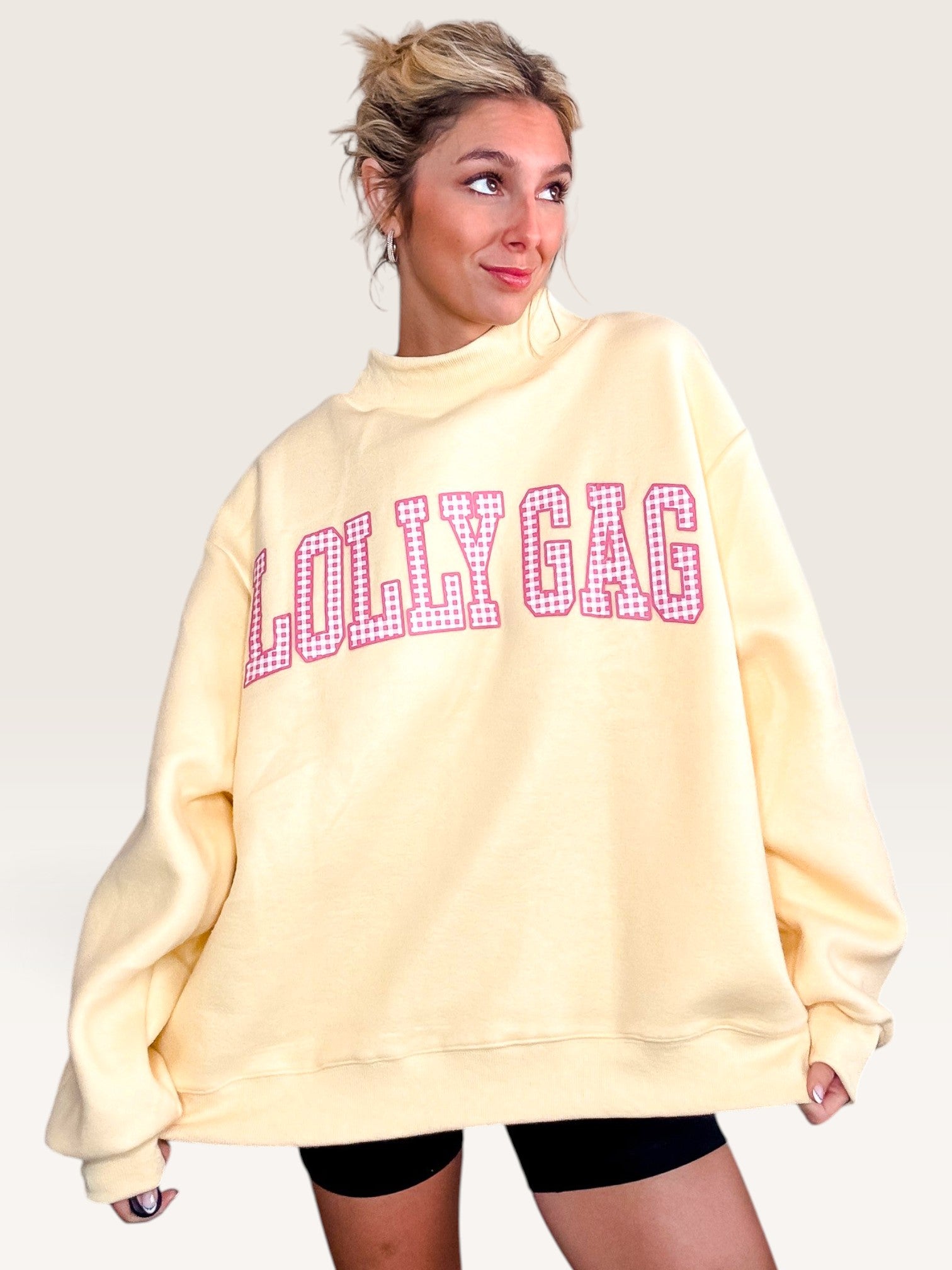 Dilly Dally Reversible Mock Sweatshirt - Yellow
