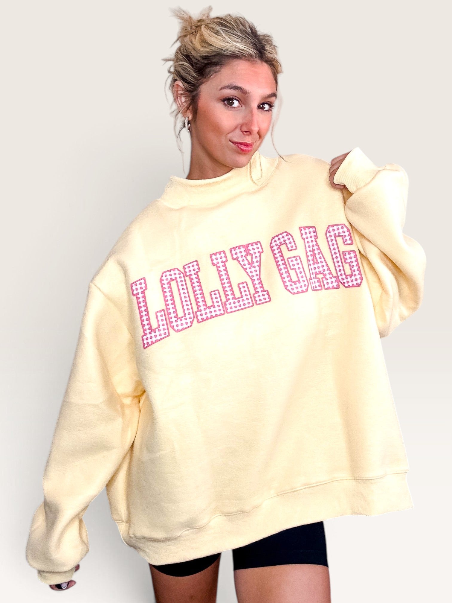 Dilly Dally Reversible Mock Sweatshirt - Yellow
