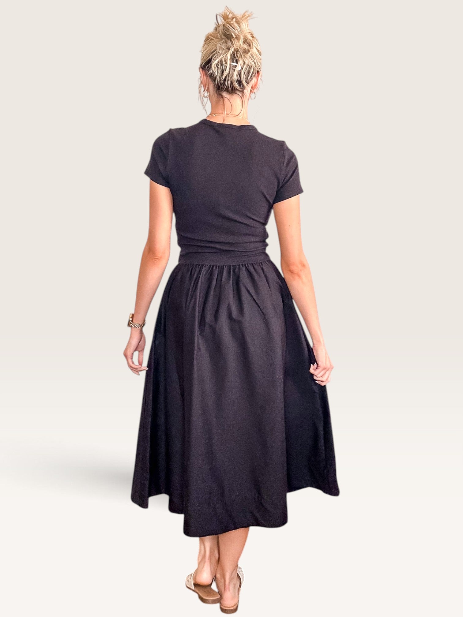 Evanston Mixed Media Dress - Black