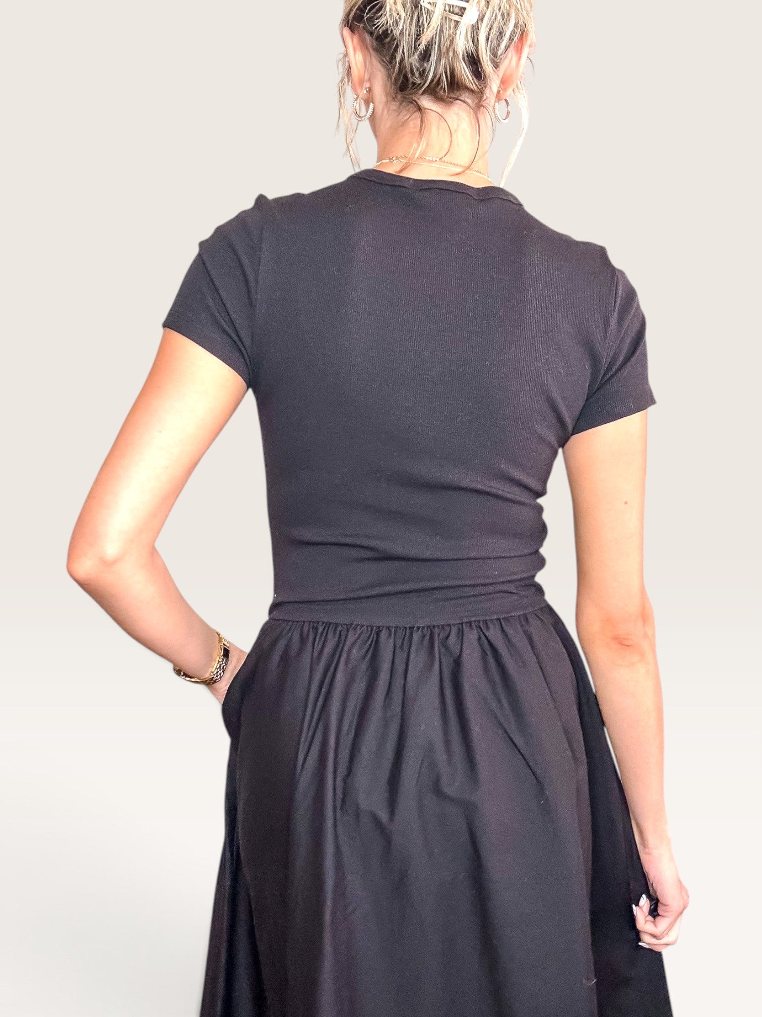 Evanston Mixed Media Dress - Black