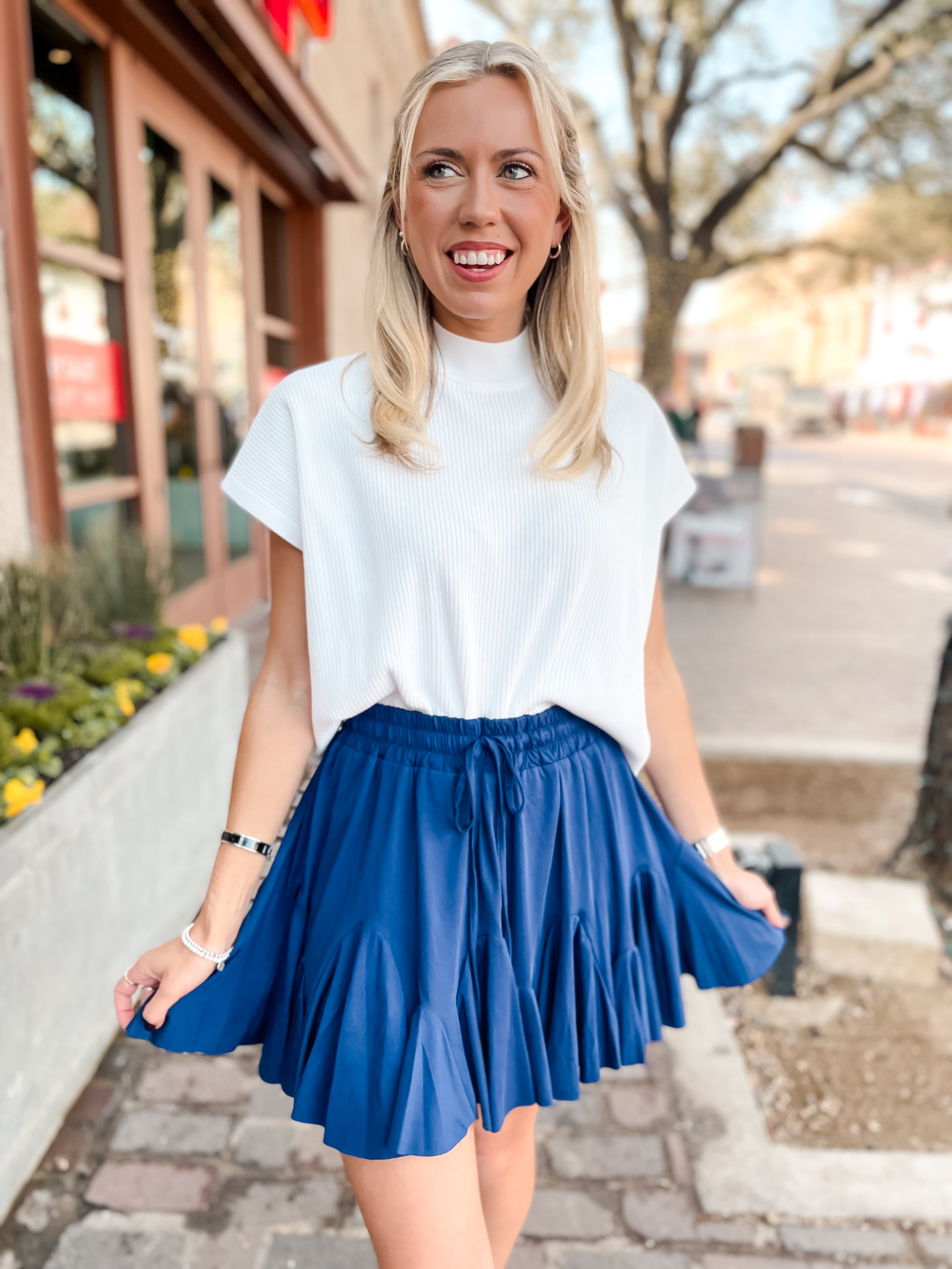 Ruffled Tennis Skirt - Navy