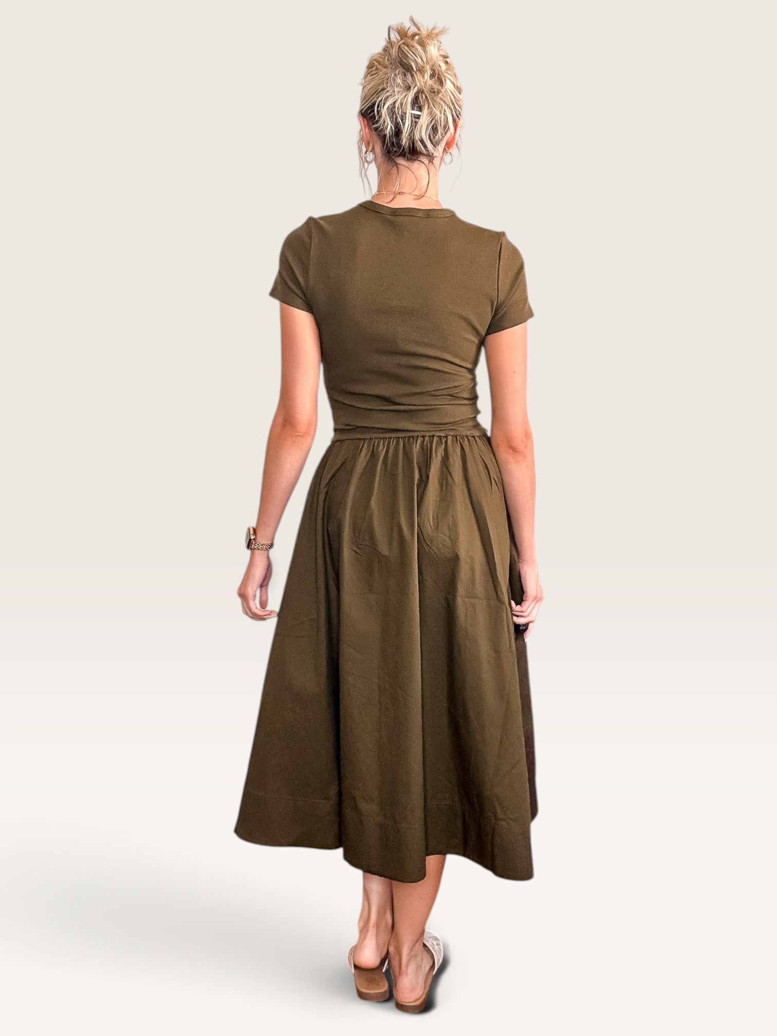 Evanston Mixed Media Dress - Forest