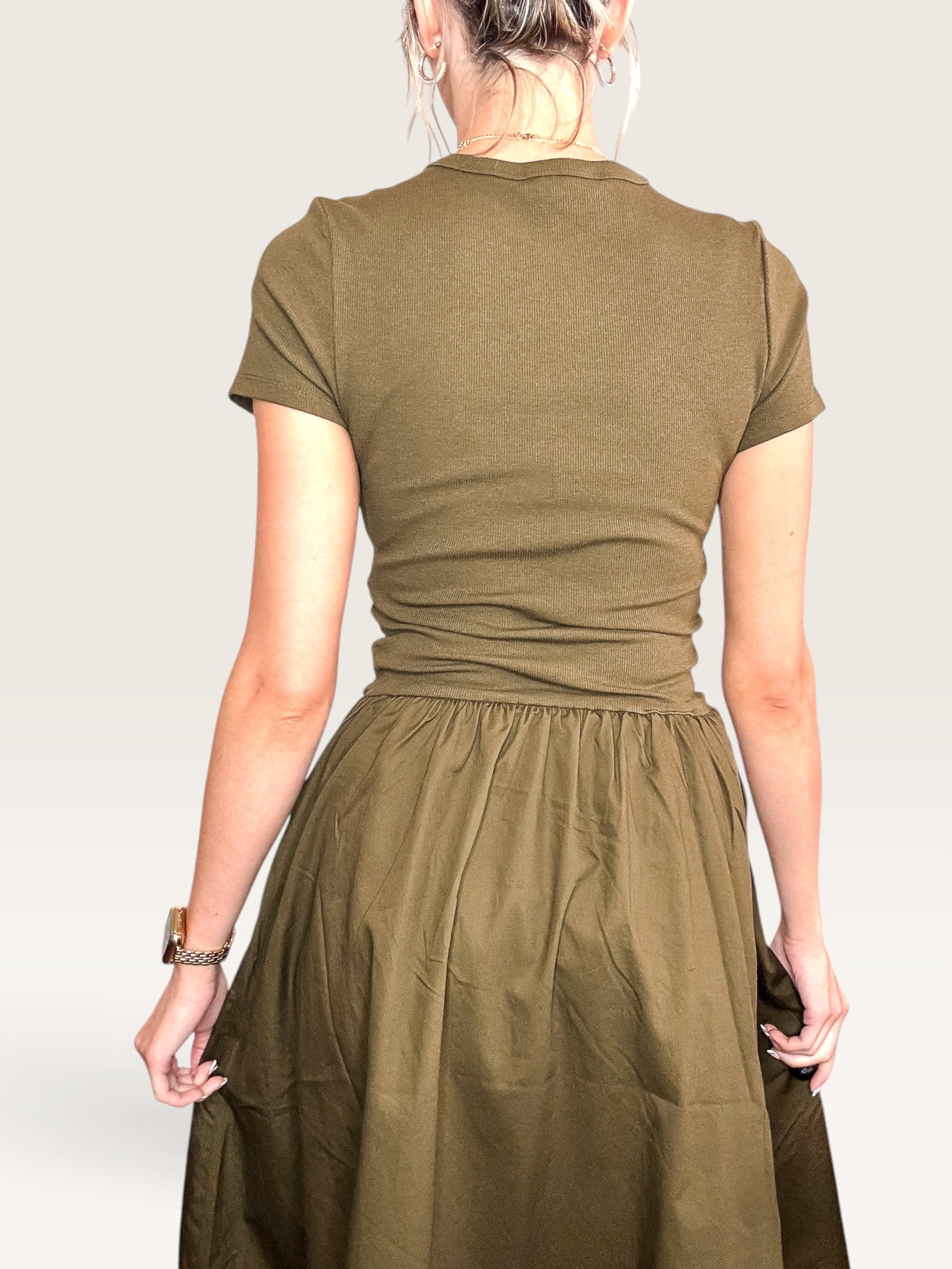 Evanston Mixed Media Dress - Forest