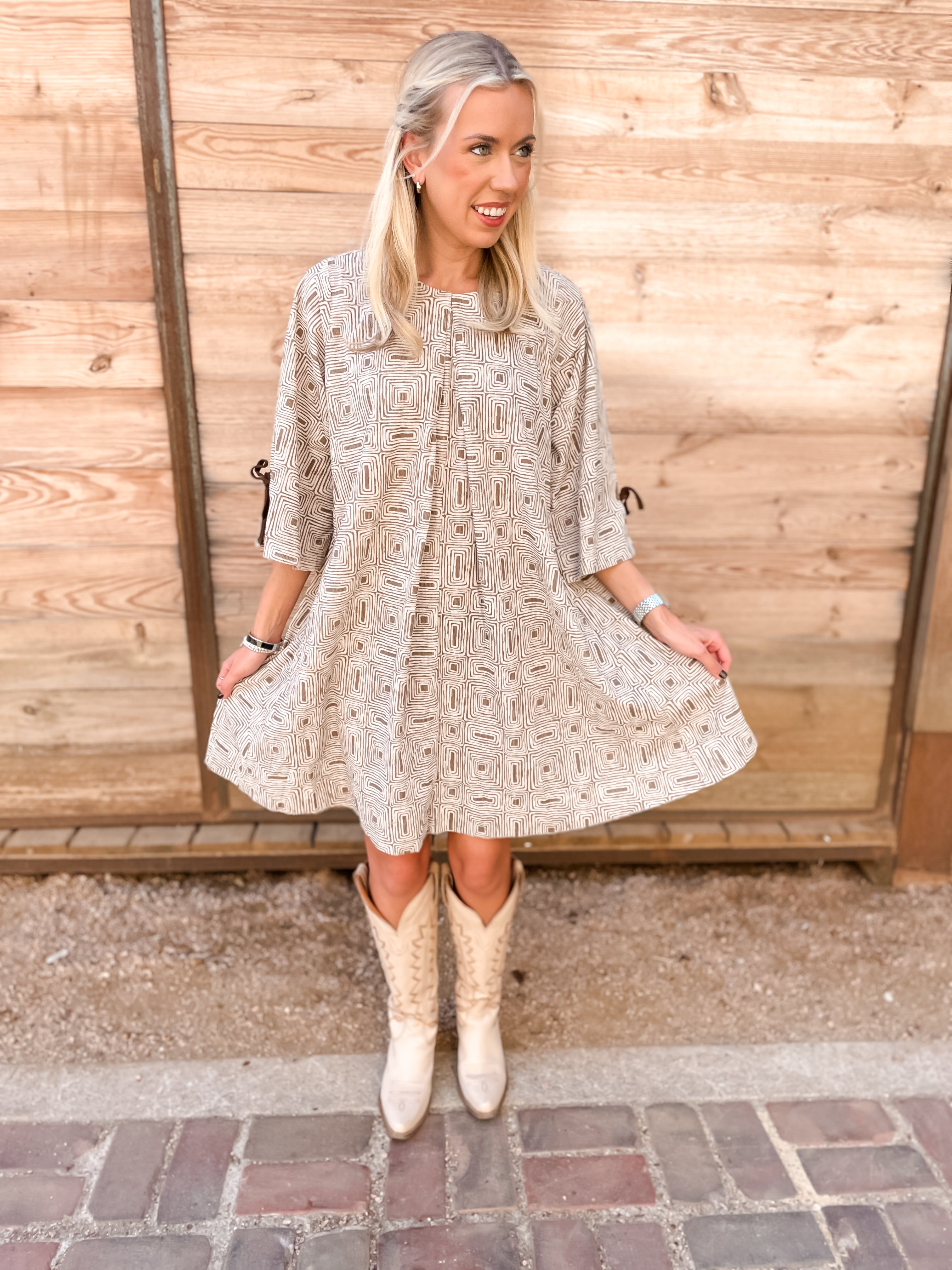 Cowtown Maze Dress - Ivory