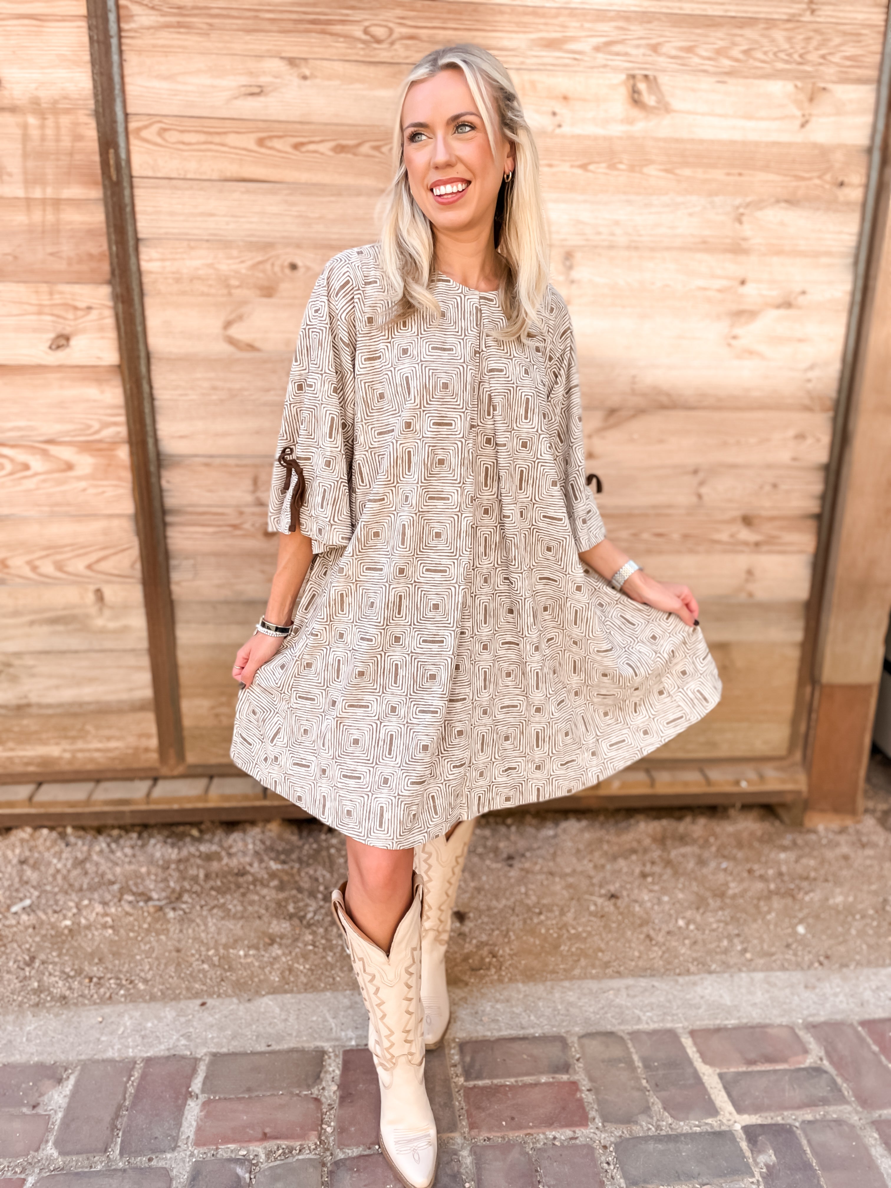 Cowtown Maze Dress - Ivory
