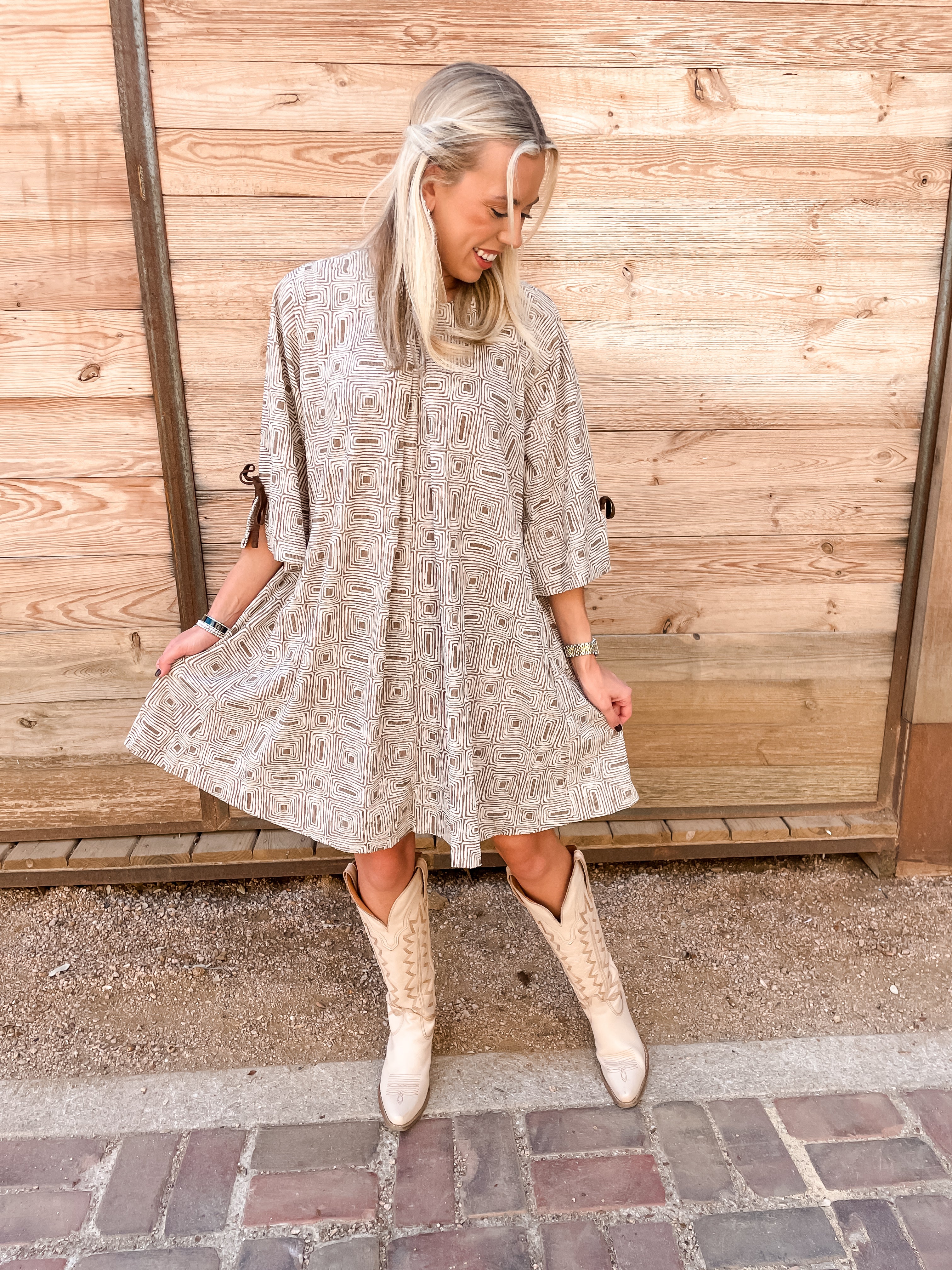 Cowtown Maze Dress - Ivory