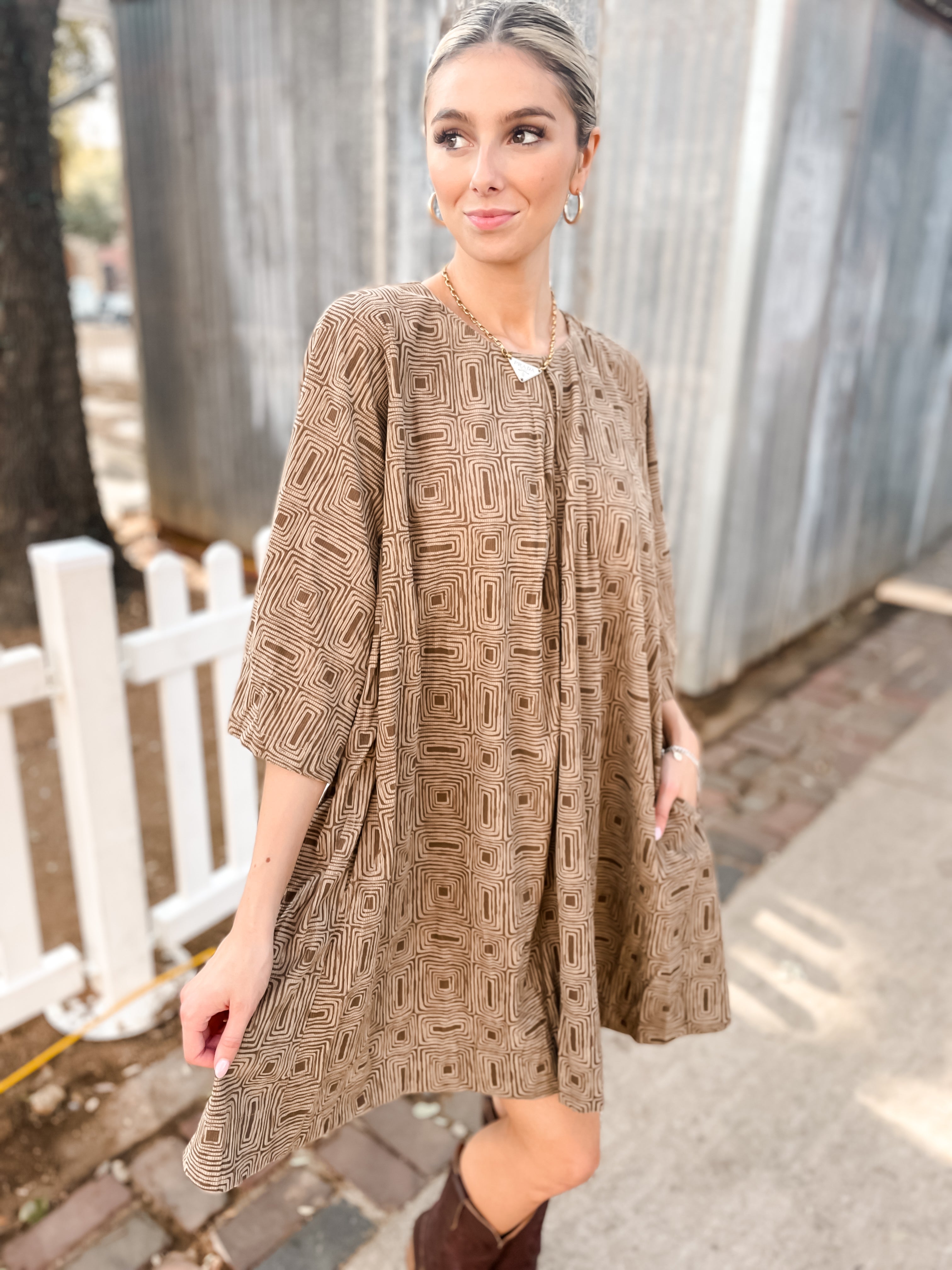 Cowtown Maze Dress - Mocha