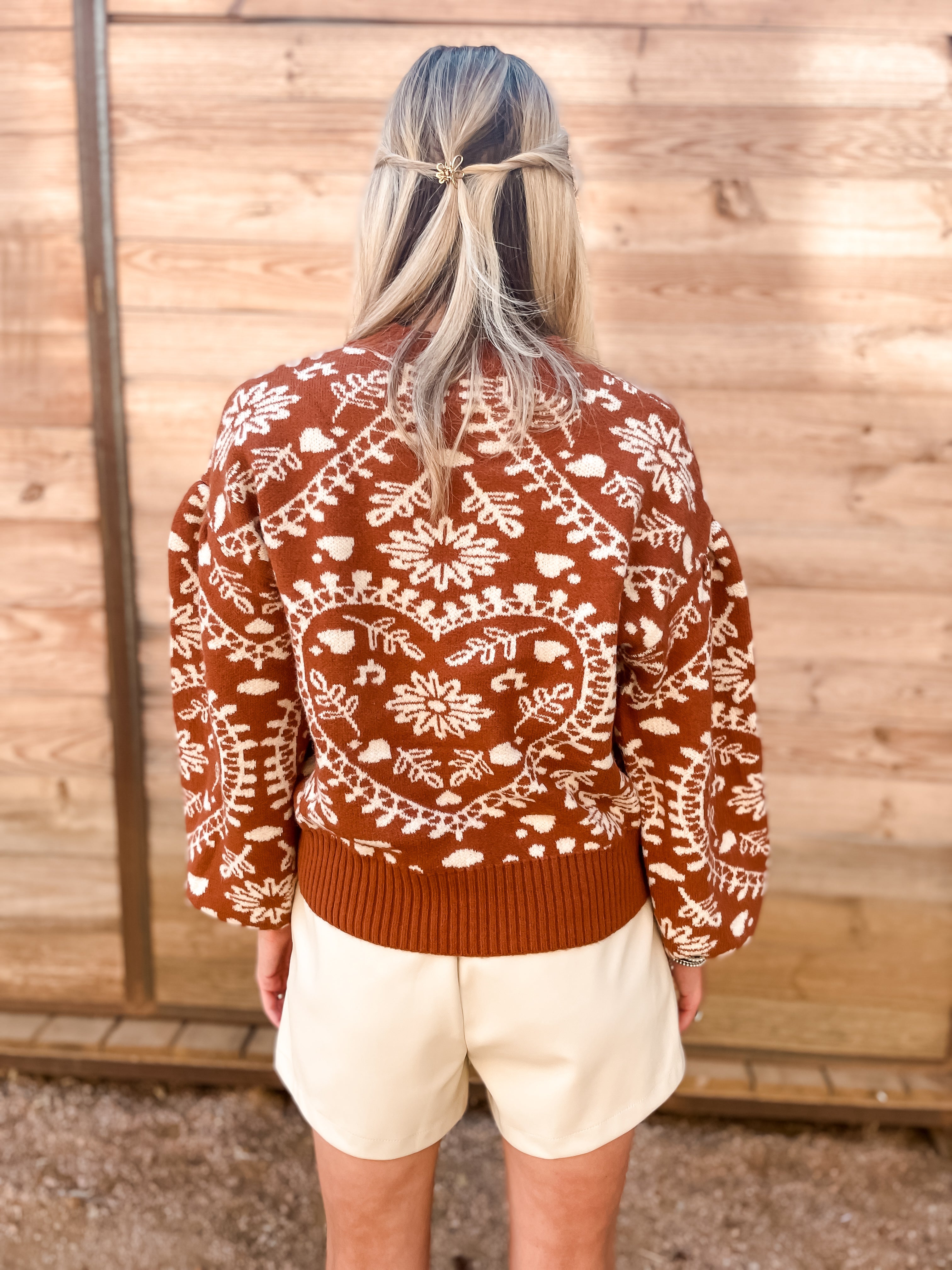 Floral Heart Sweater - Butterscotch