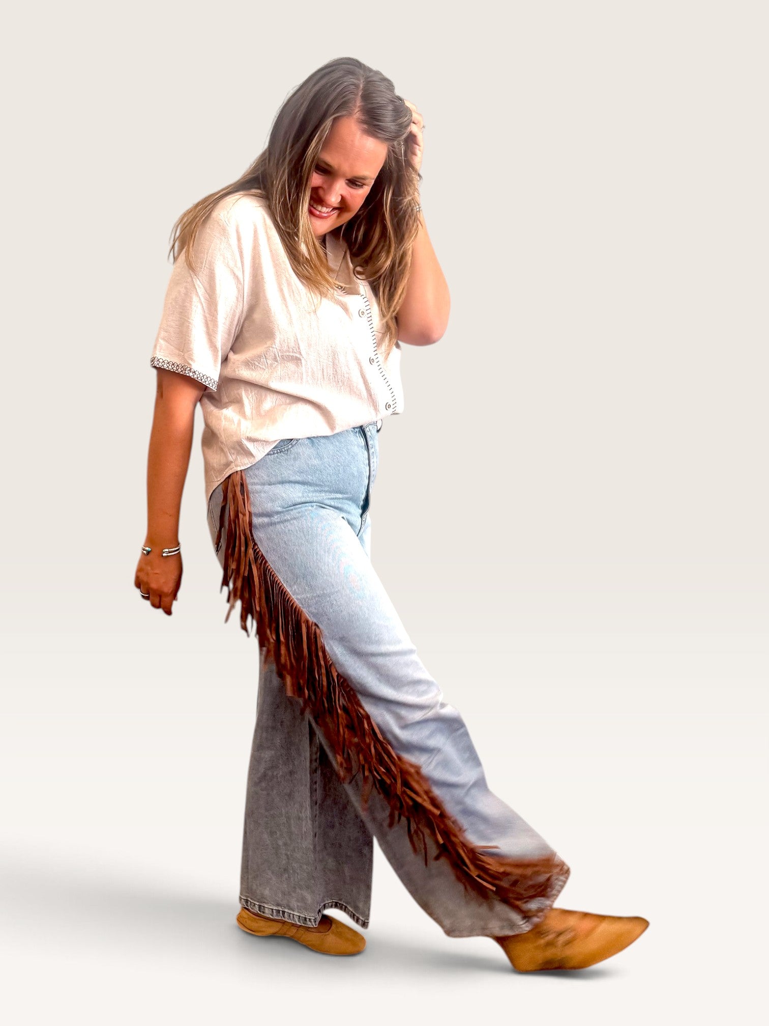 Fringe Denim Pant