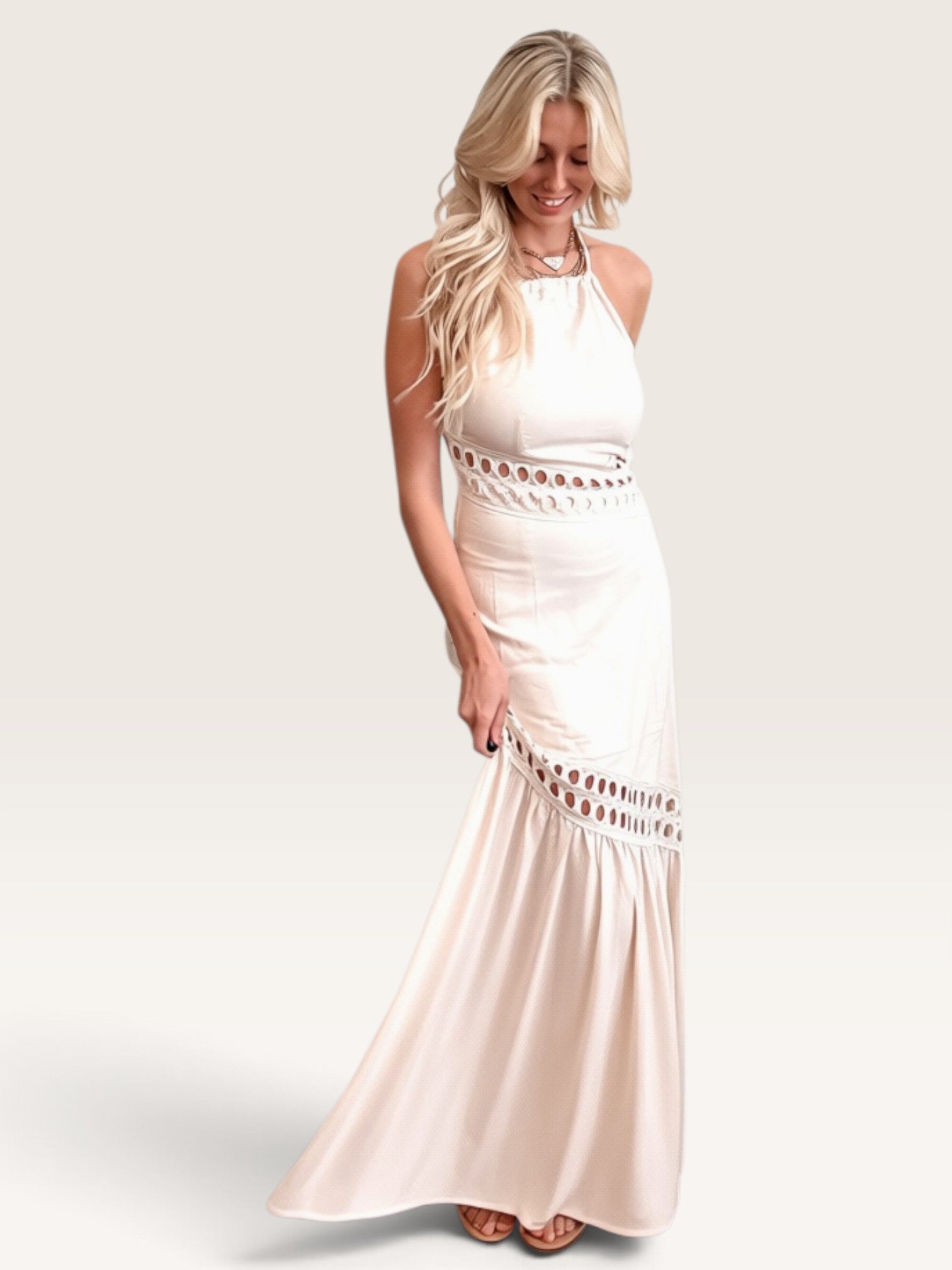 Sheridan Cutwork Lace Dress - Ecru