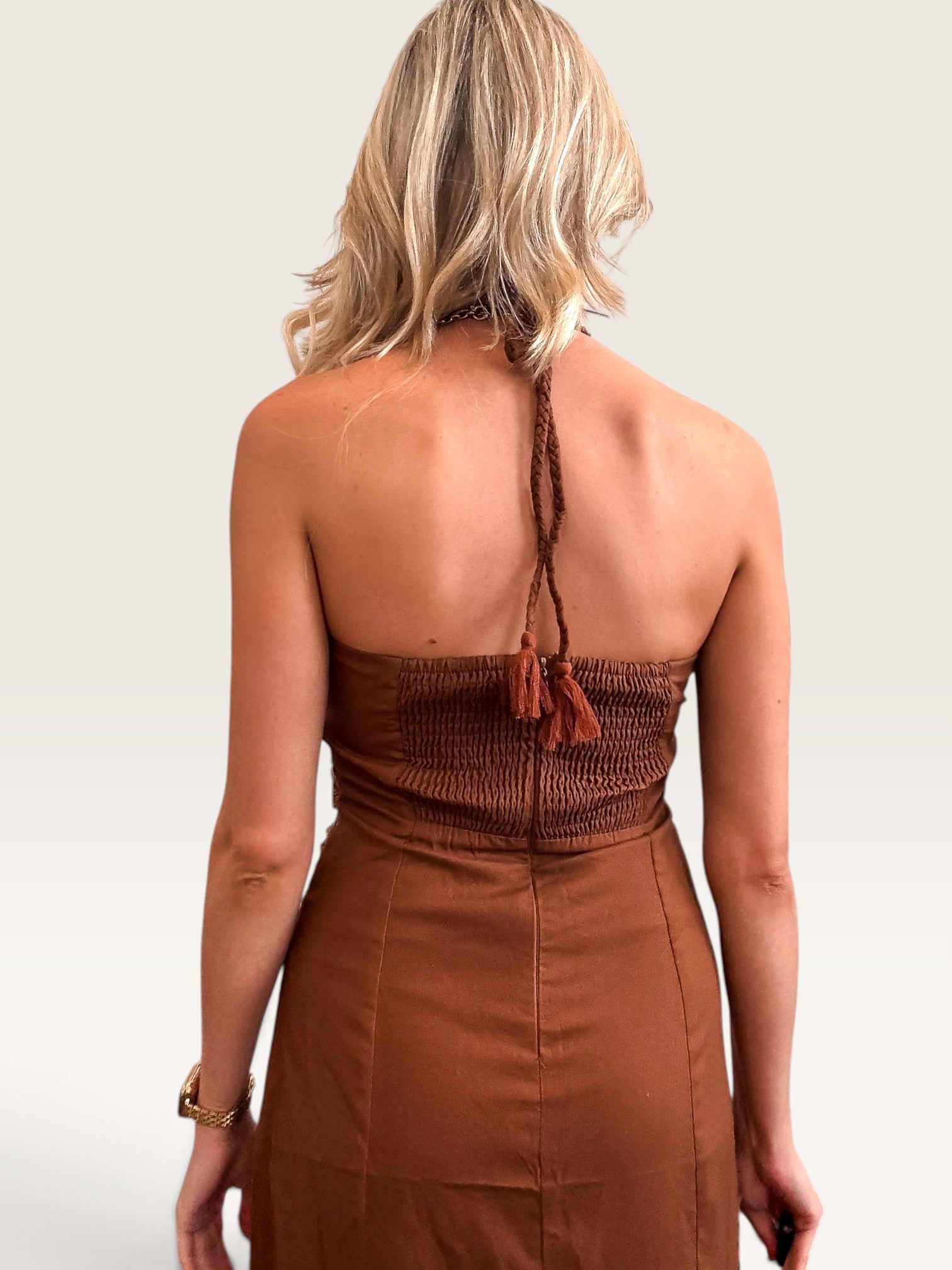 Sheridan Cutwork Lace Dress - Mocha