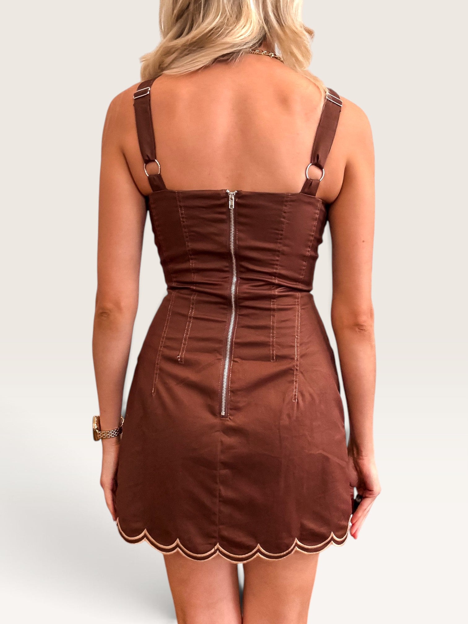 Burlington Scalloped Dress - Chocolate