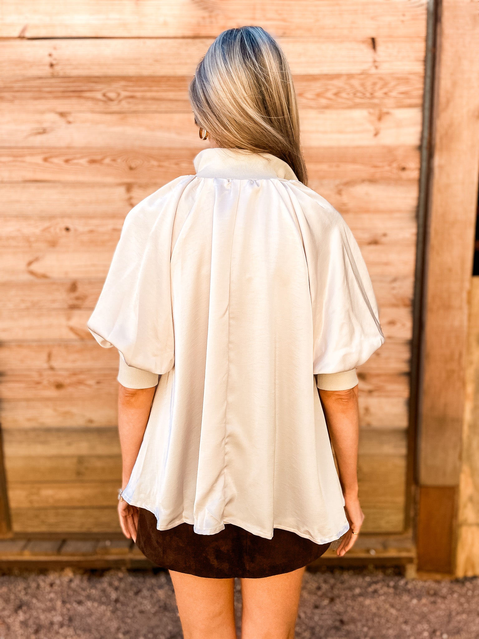 Golden Zipper Top - Cream