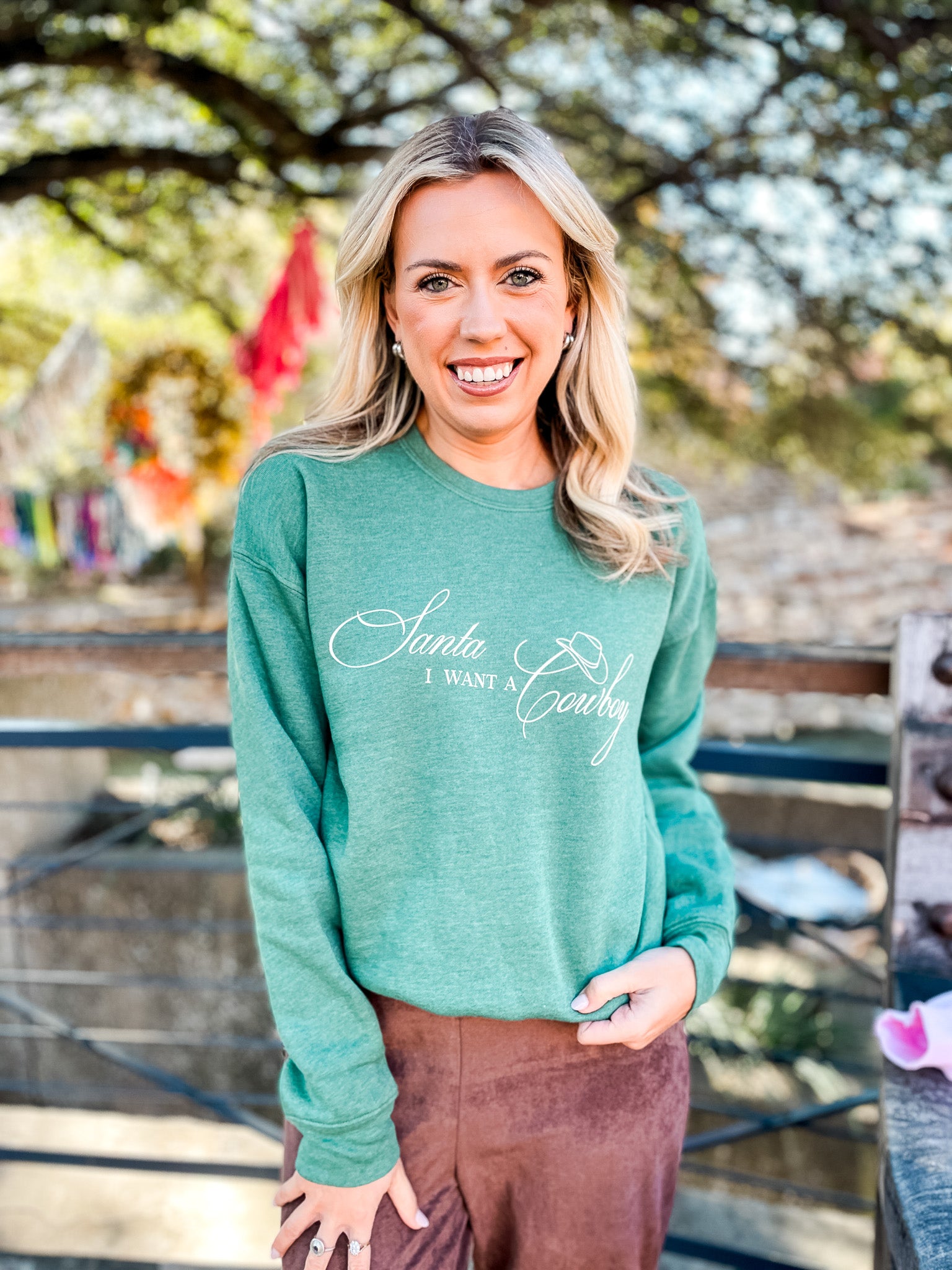 Santa I Want A Cowboy - Green