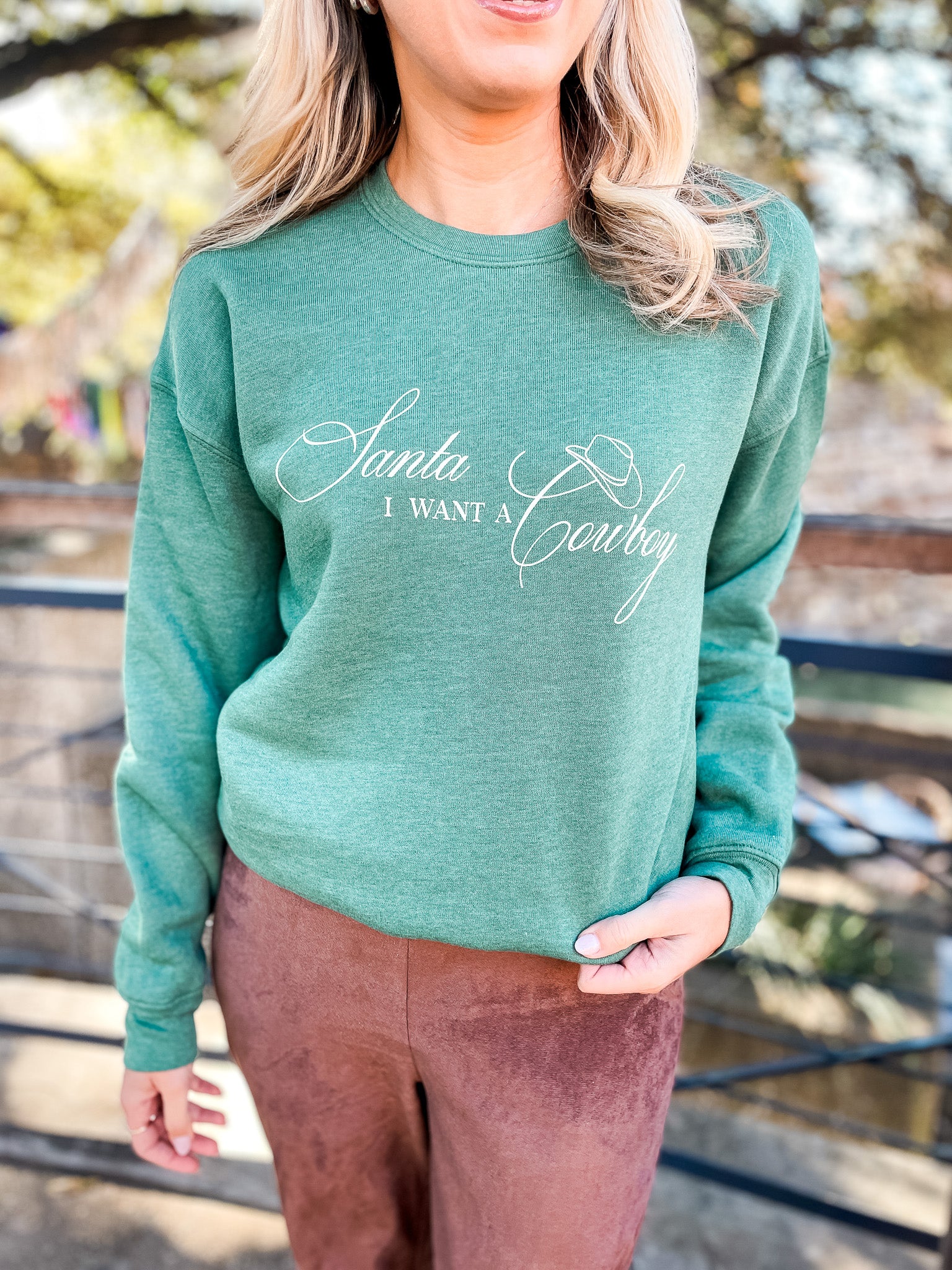 Santa I Want A Cowboy - Green