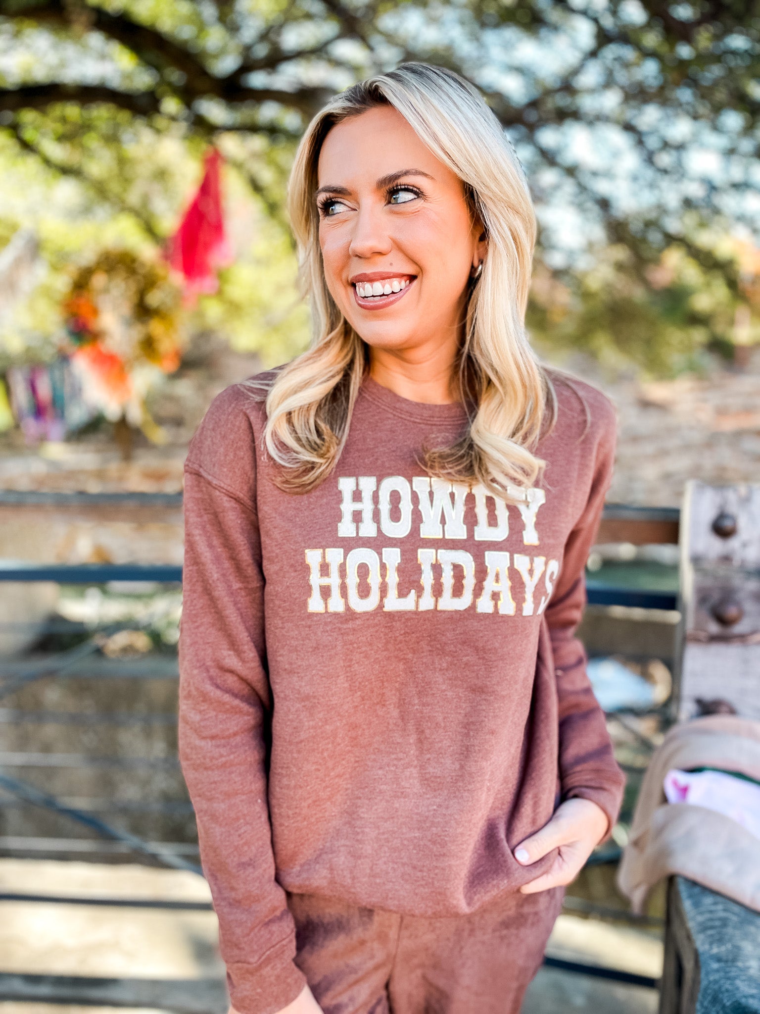 Howdy Holidays Sweatshirt - Chocolate