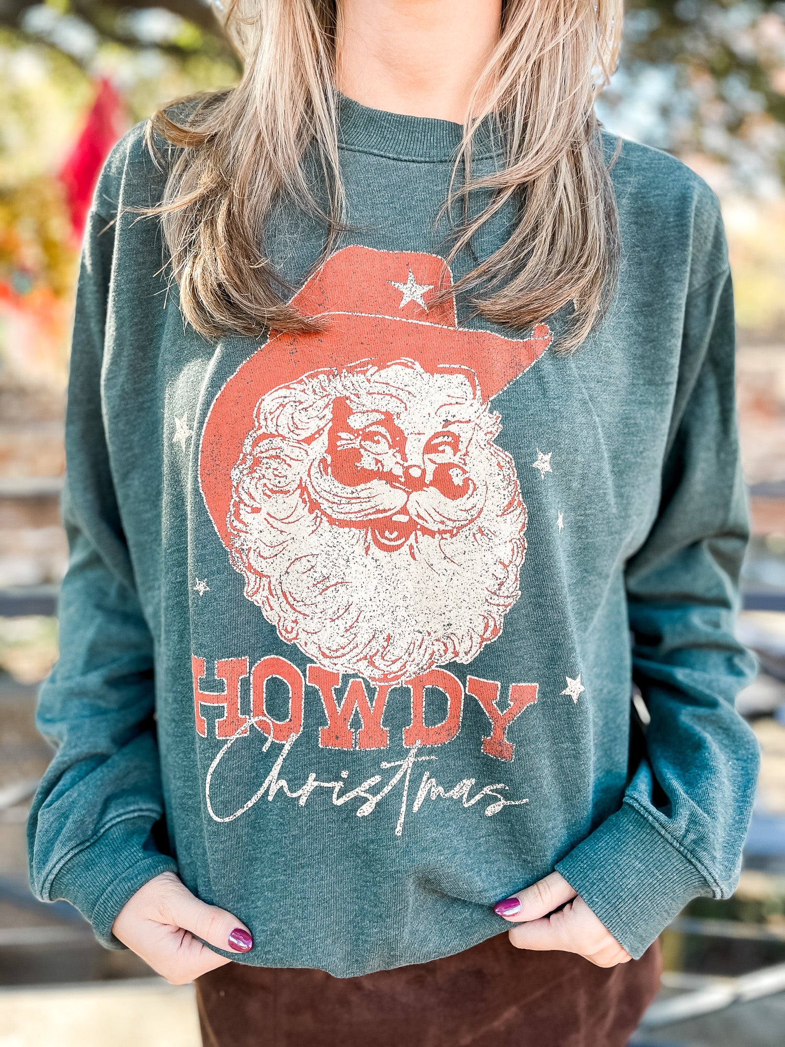 Howdy Christmas Sweatshirt - Olive