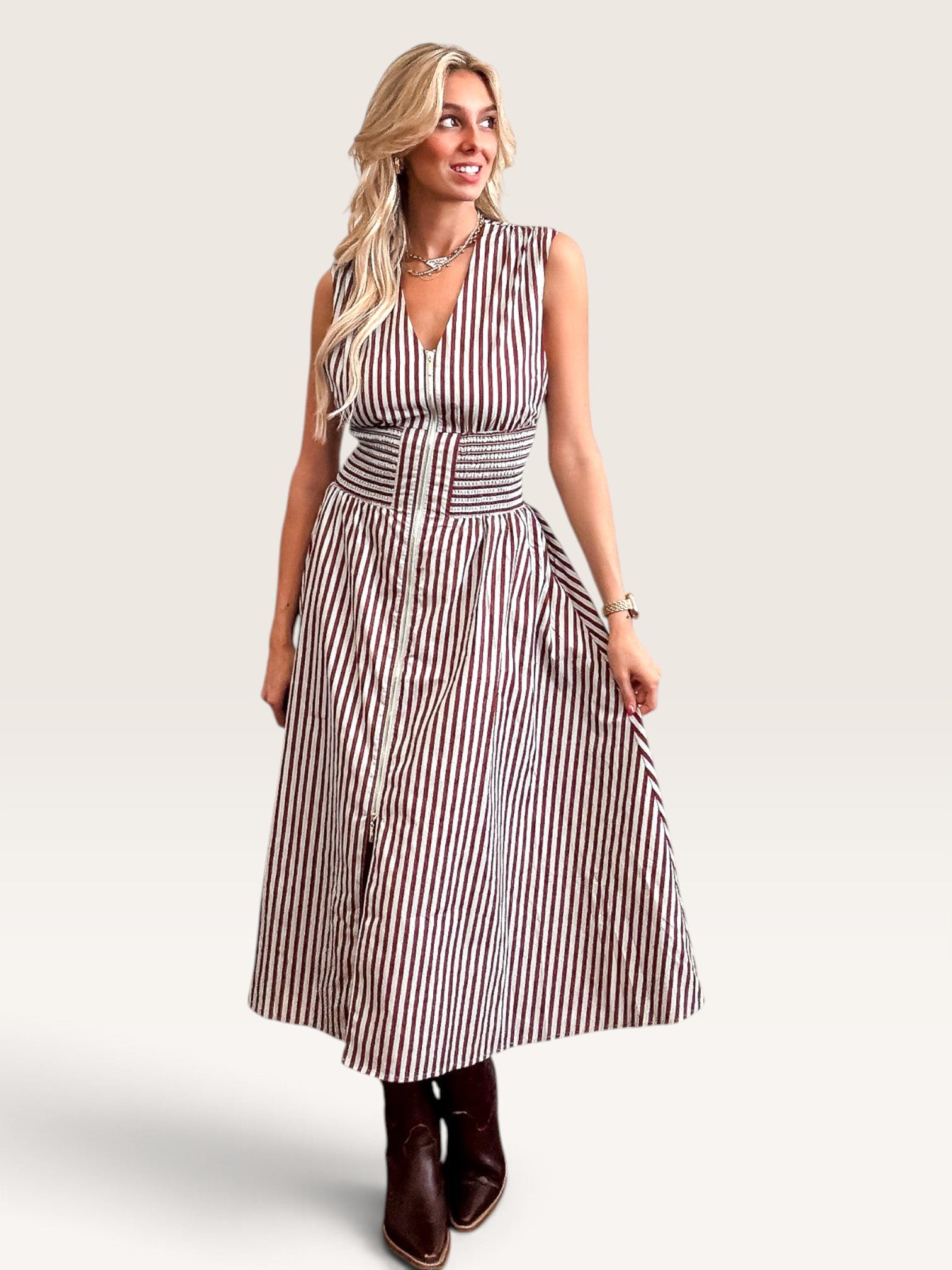 WCT 3714 Dress -  Aqua/Mocha