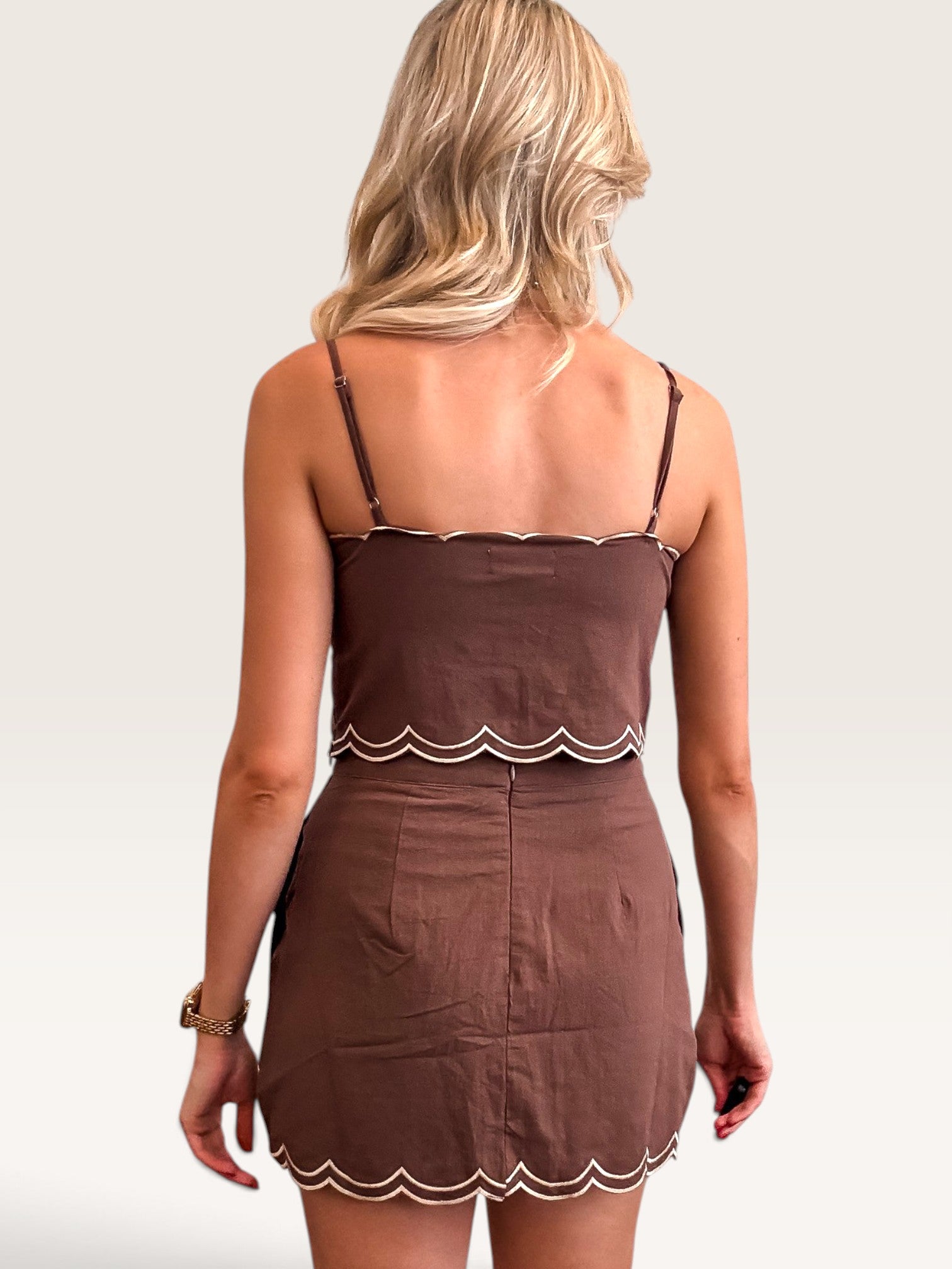 Granger Cut Out Scalloped Set - Chocolate