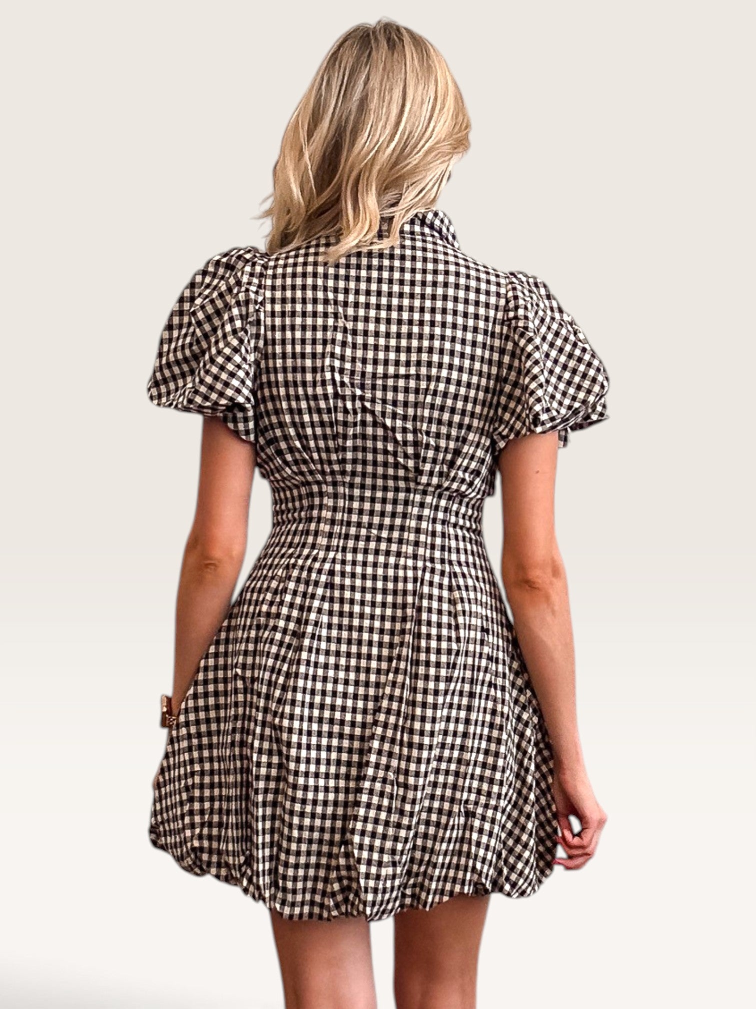 Ressie Gingham Mini Dress - Black