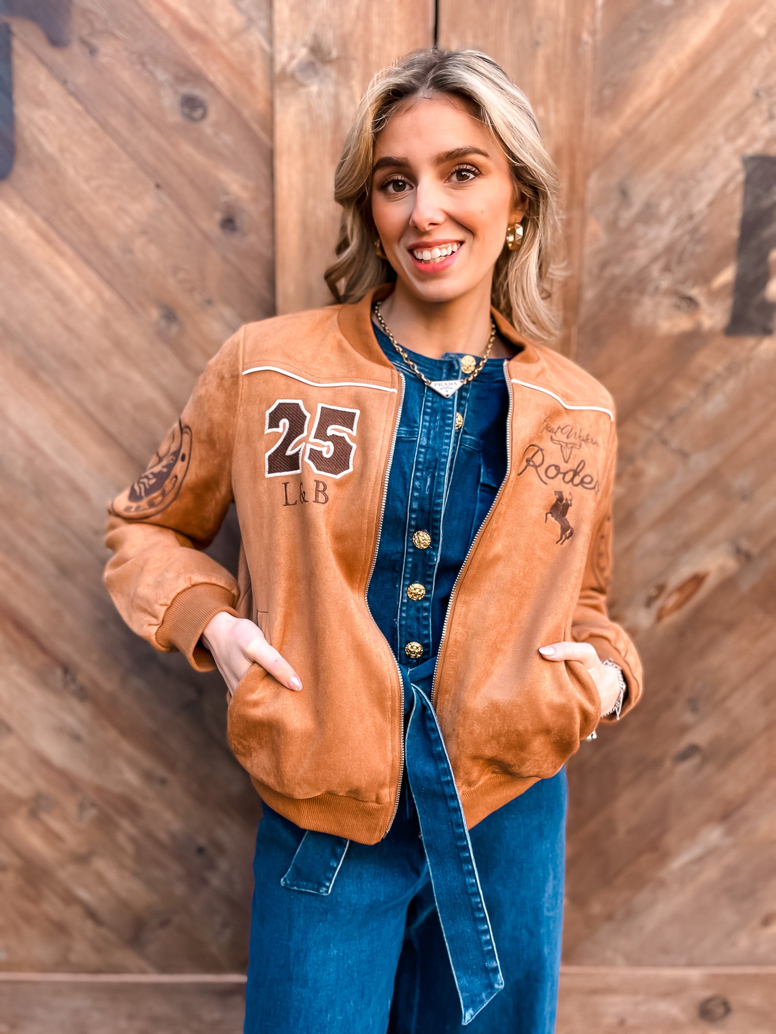 Suede Rodeo Bomber Jacket - Camel