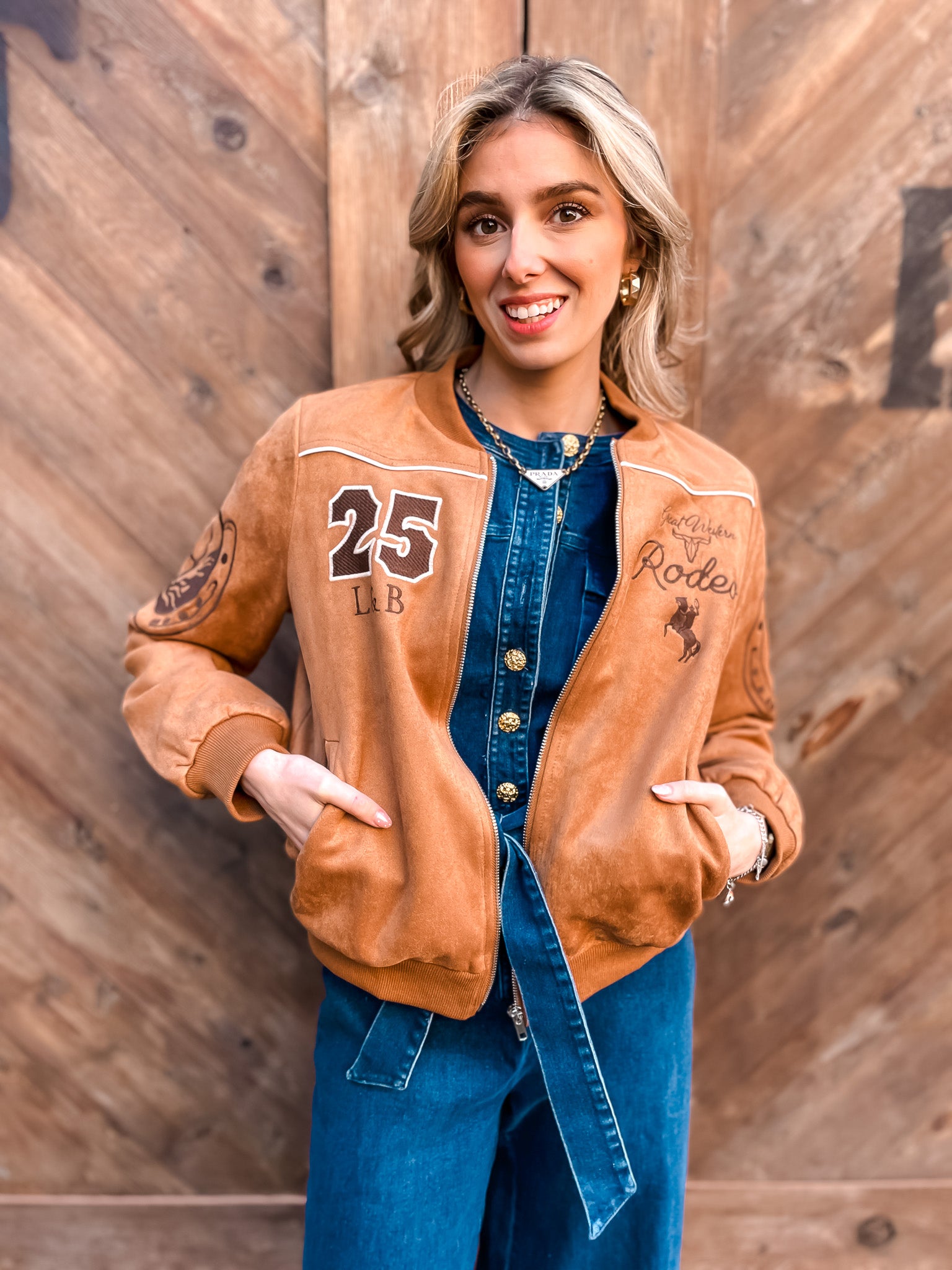 Suede Rodeo Bomber Jacket - Camel