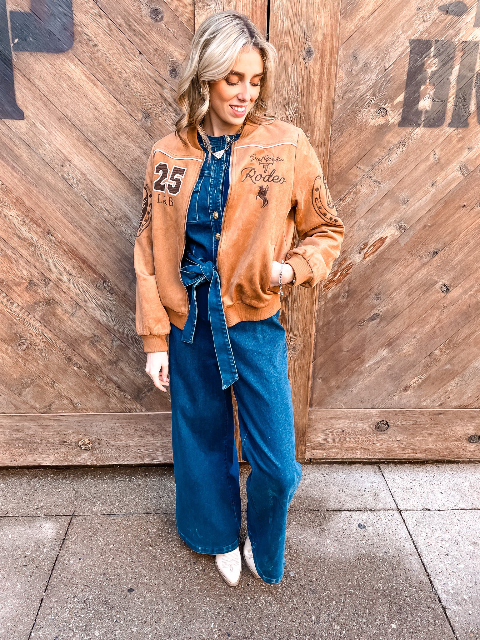 Suede Rodeo Bomber Jacket - Camel