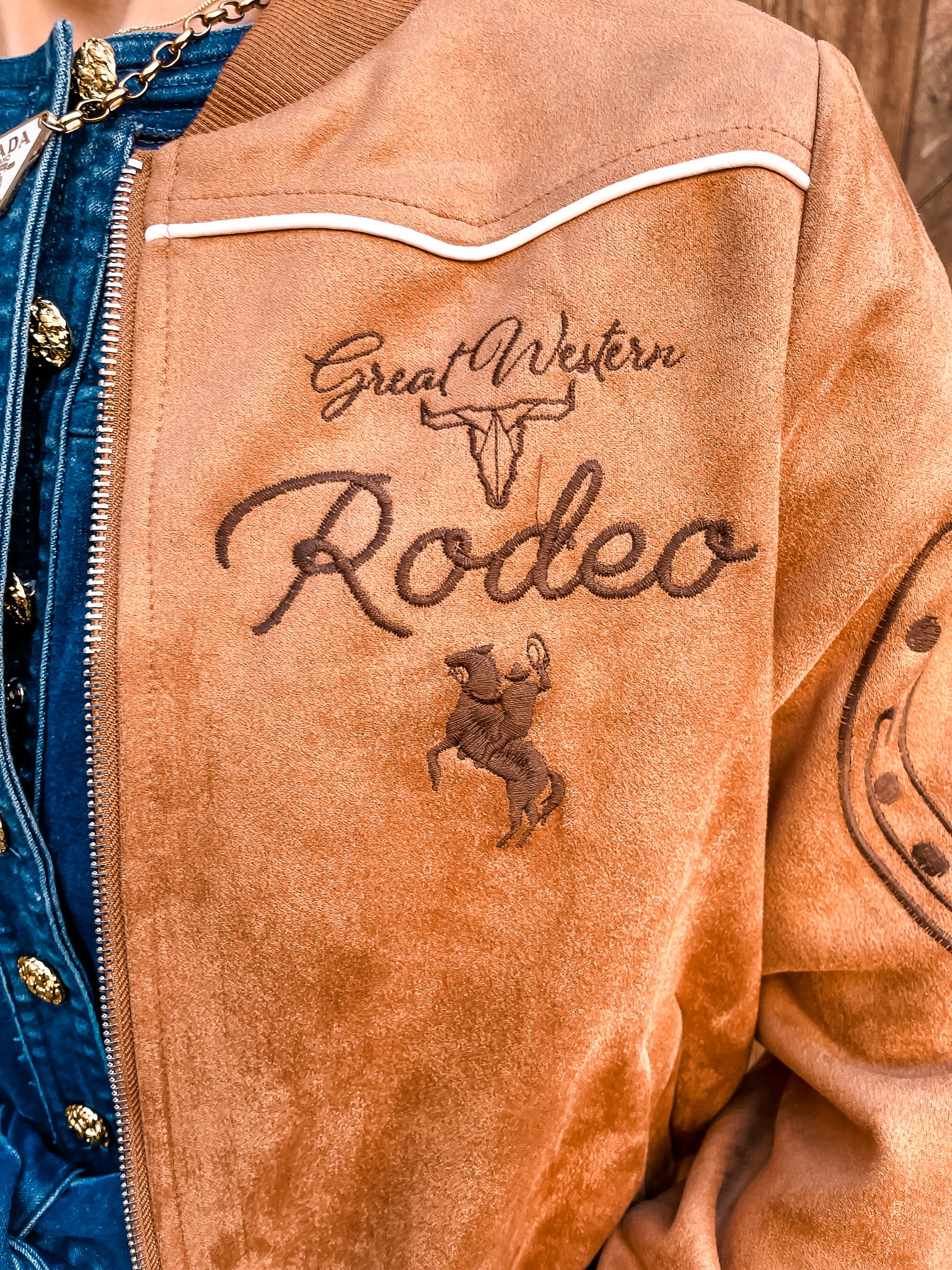 Suede Rodeo Bomber Jacket - Camel