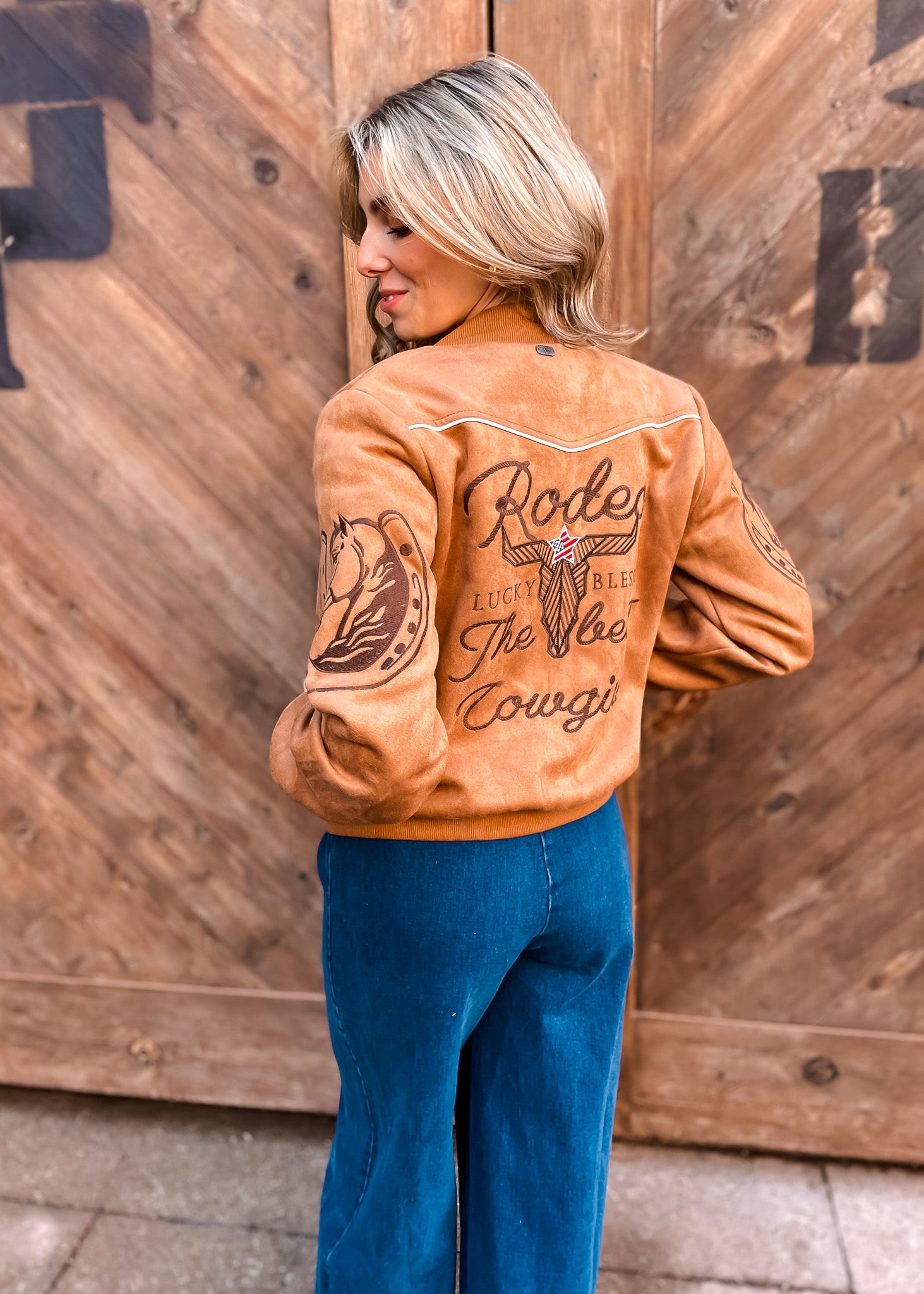 Suede Rodeo Bomber Jacket - Camel