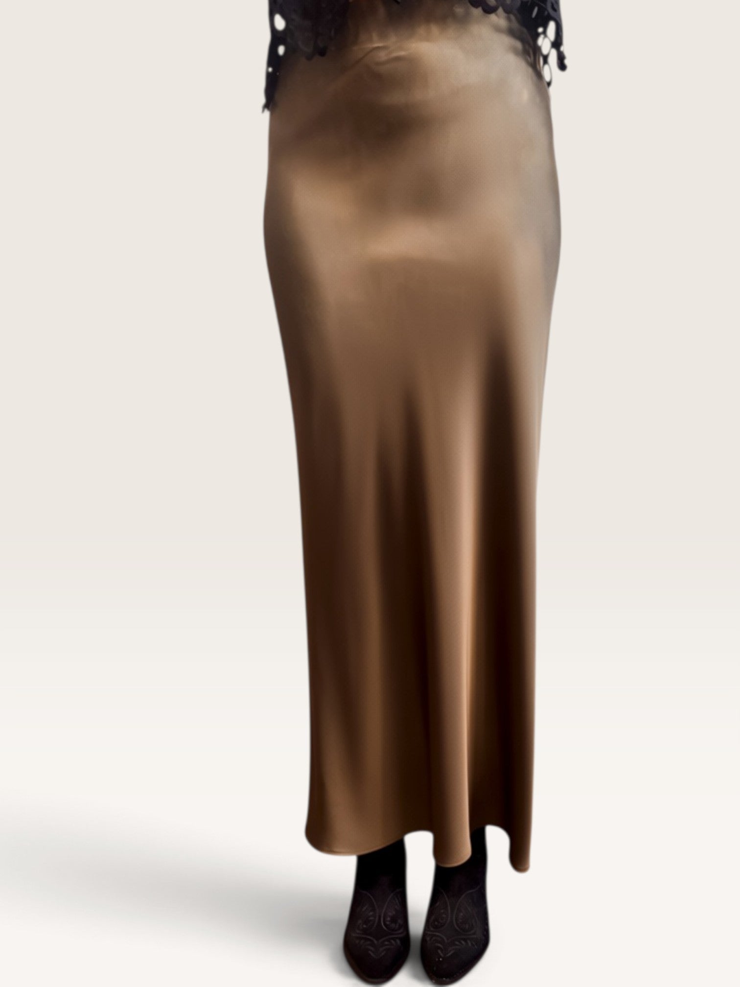 Satin Bias Skirt - Olive