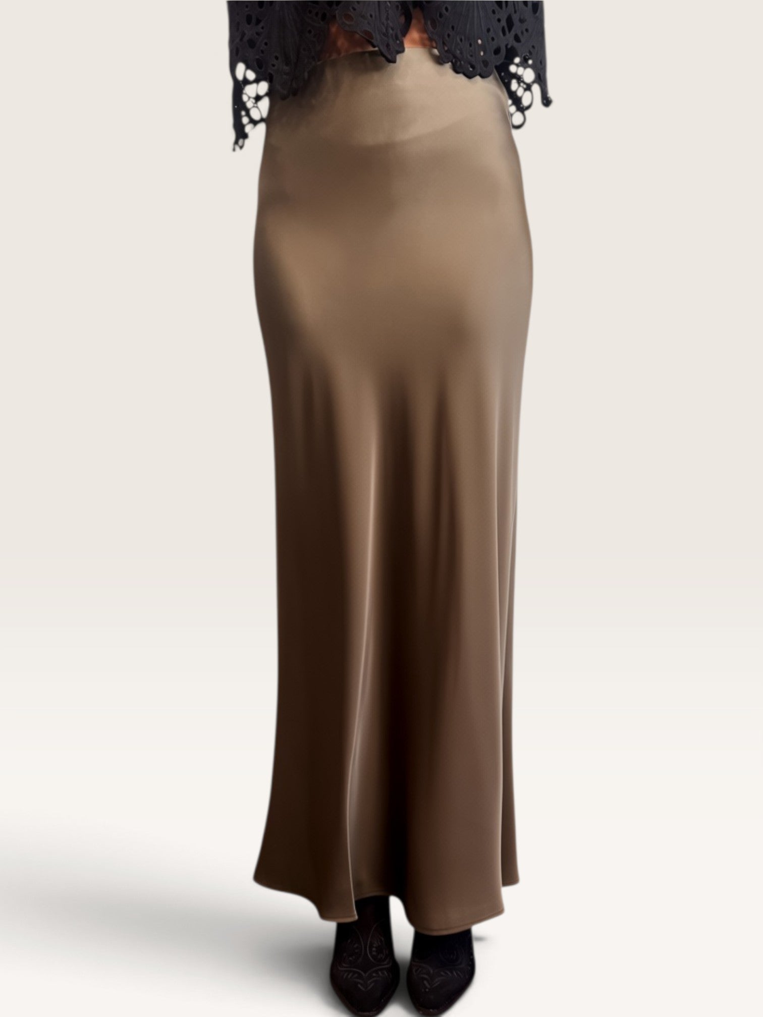 Satin Bias Skirt - Olive