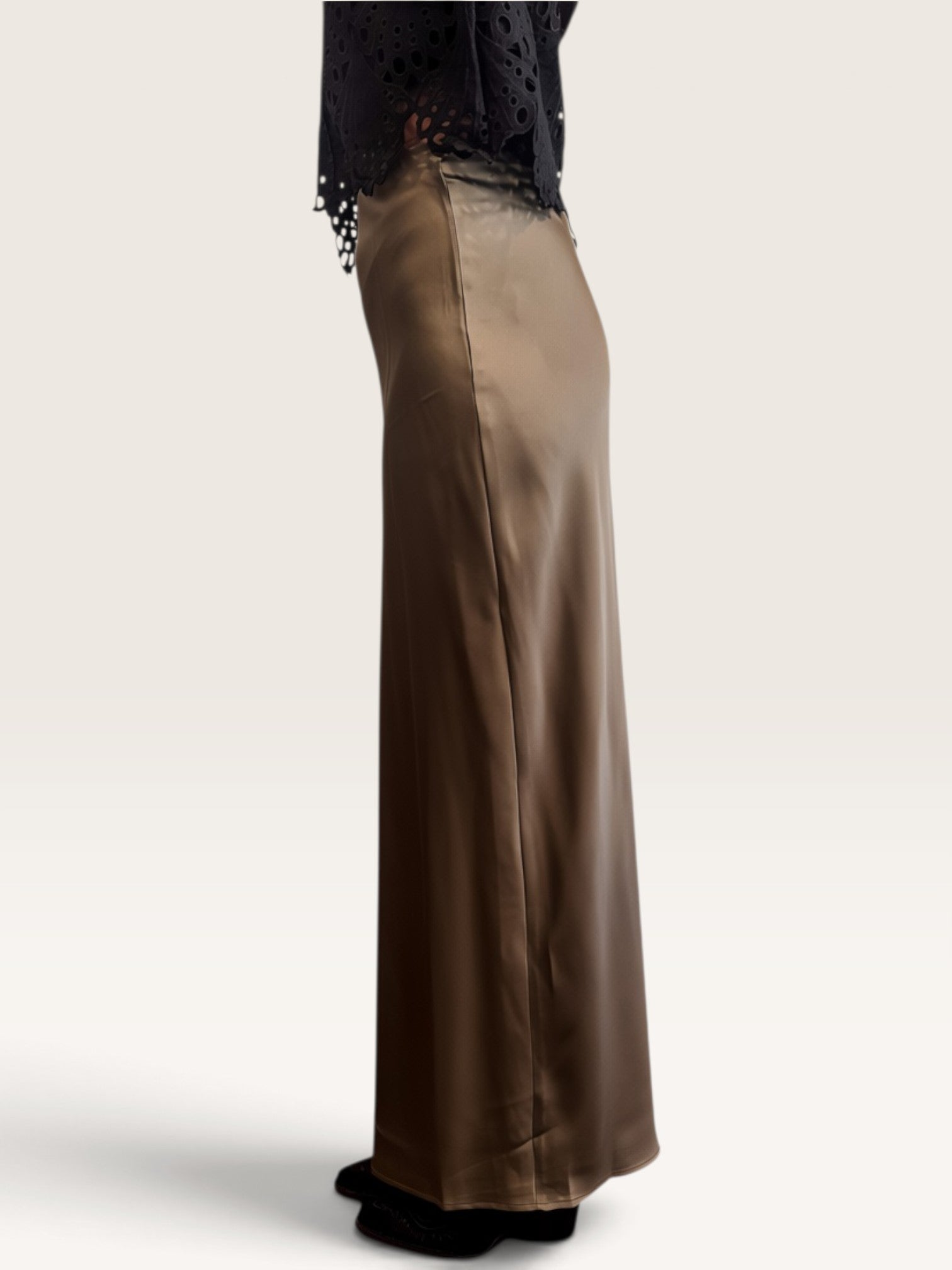 Satin Bias Skirt - Olive