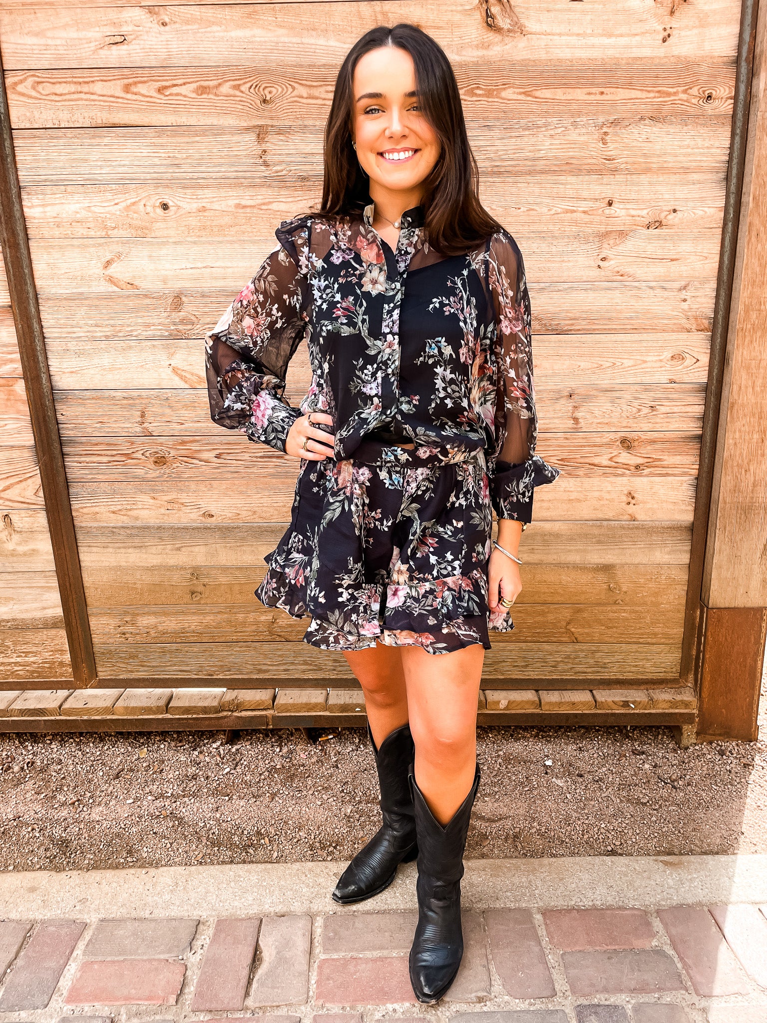 Floral Ruffle Short Set