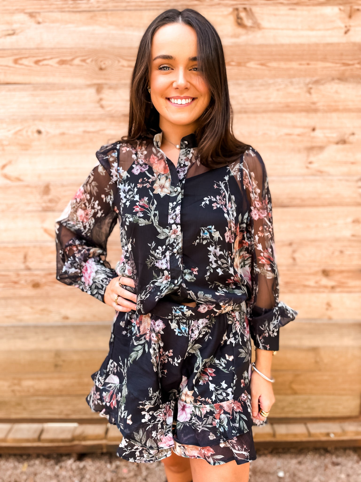 Floral Ruffle Short Set