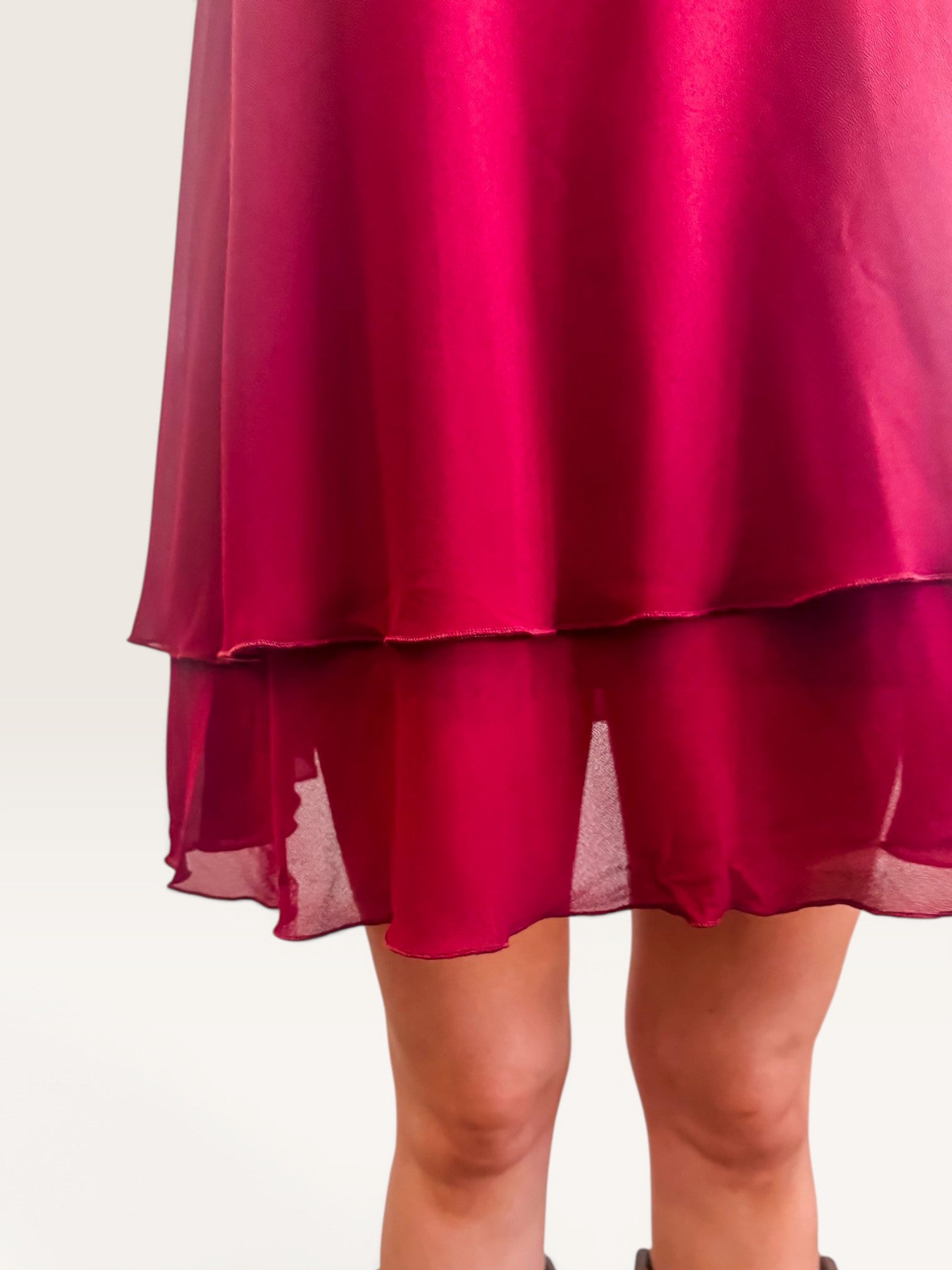 Ruffle Hem Mini Dress - Maroon