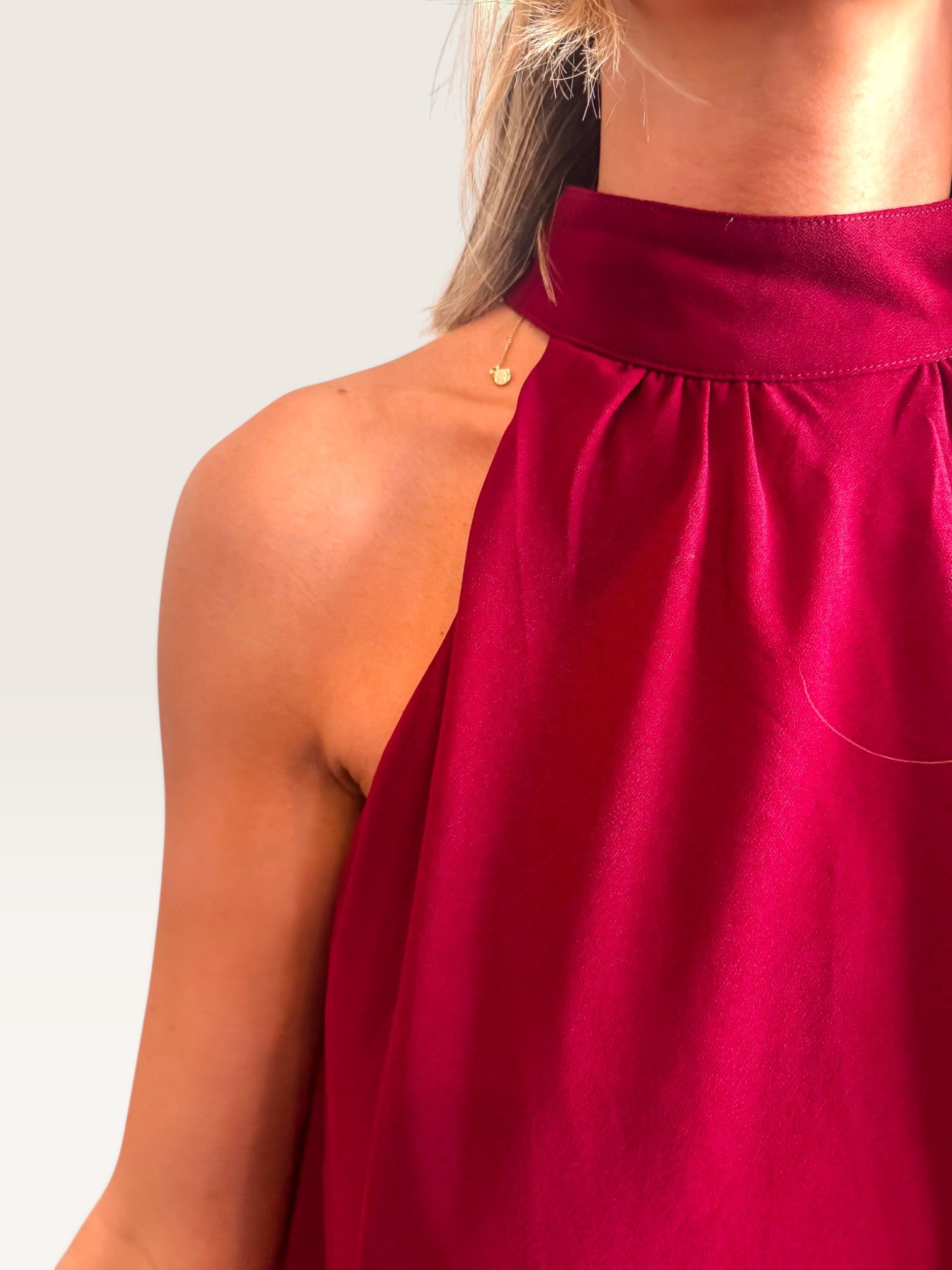 Ruffle Hem Mini Dress - Maroon