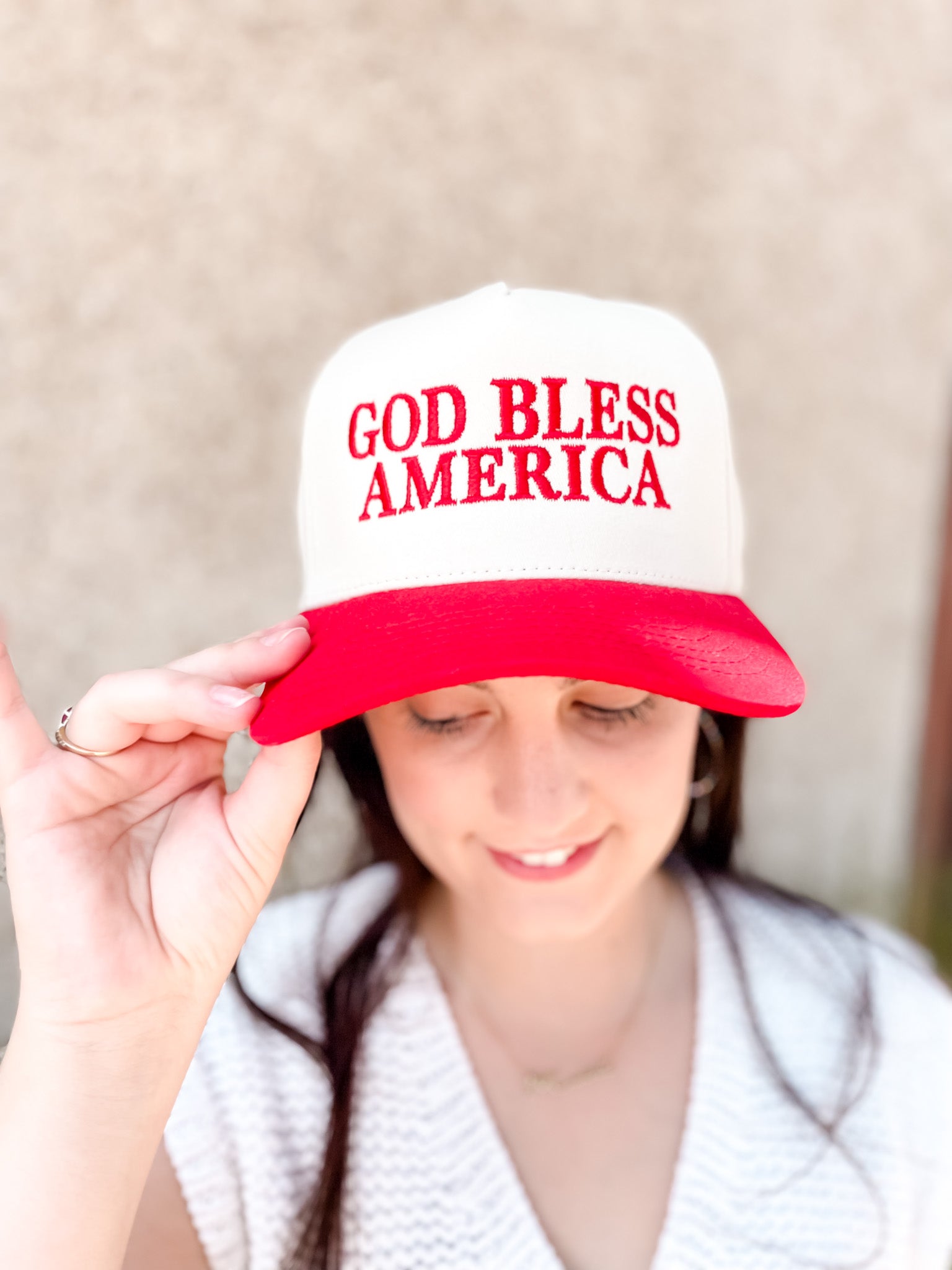 God Bless America Baseball Cap - Red