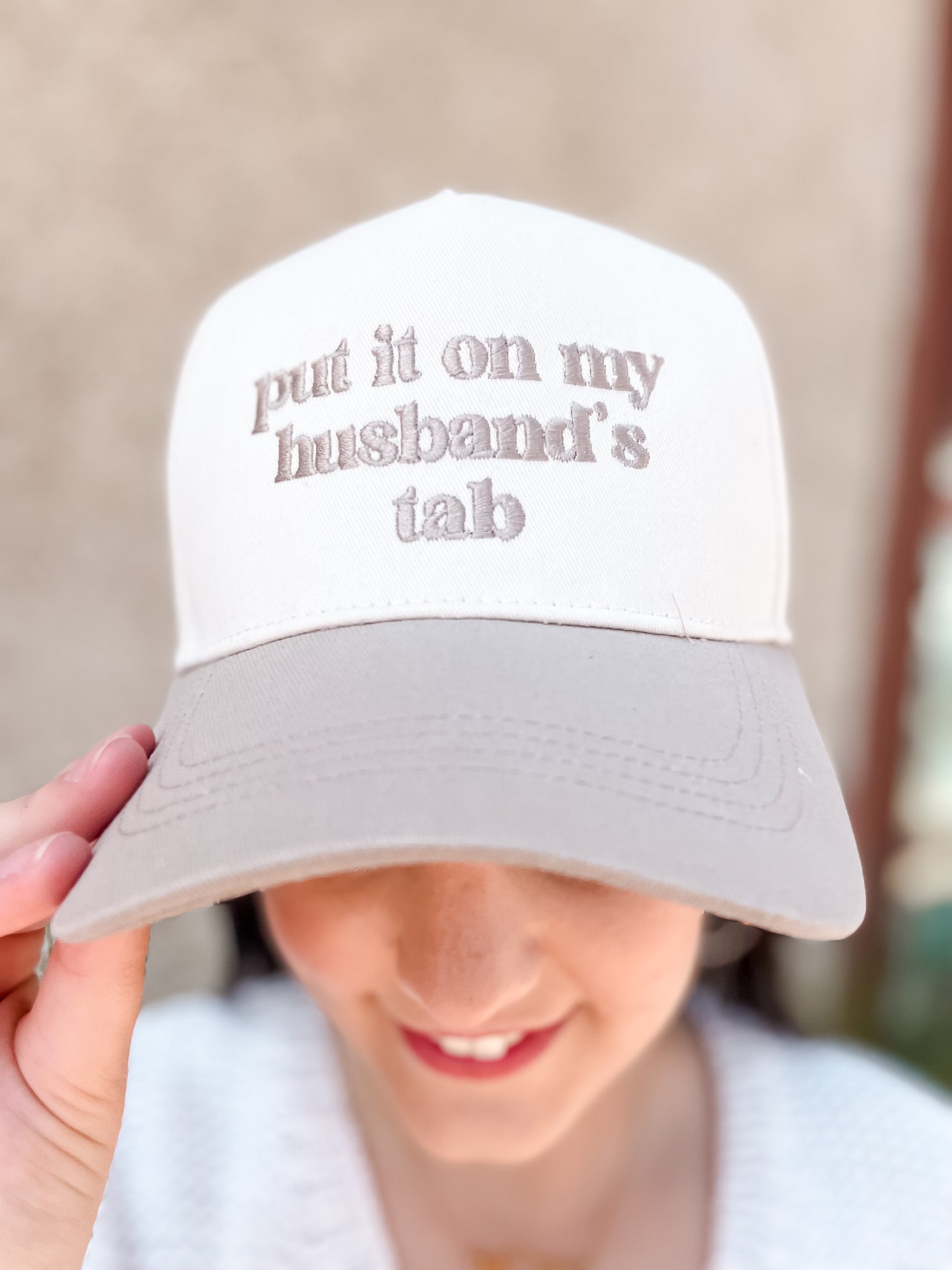 Husband's Tab Baseball Cap - Beige