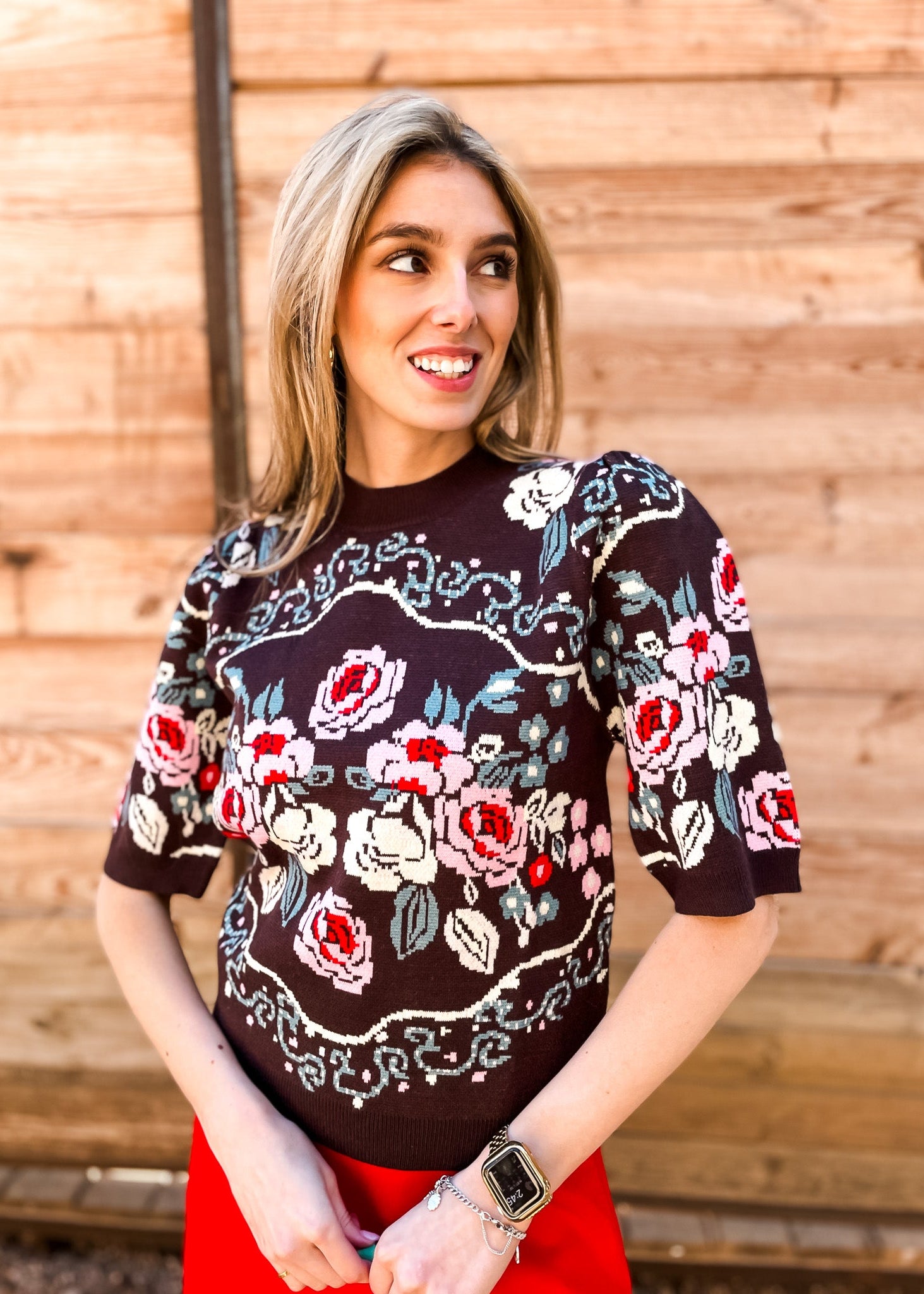Western Rose Sweater - Tucker Brown