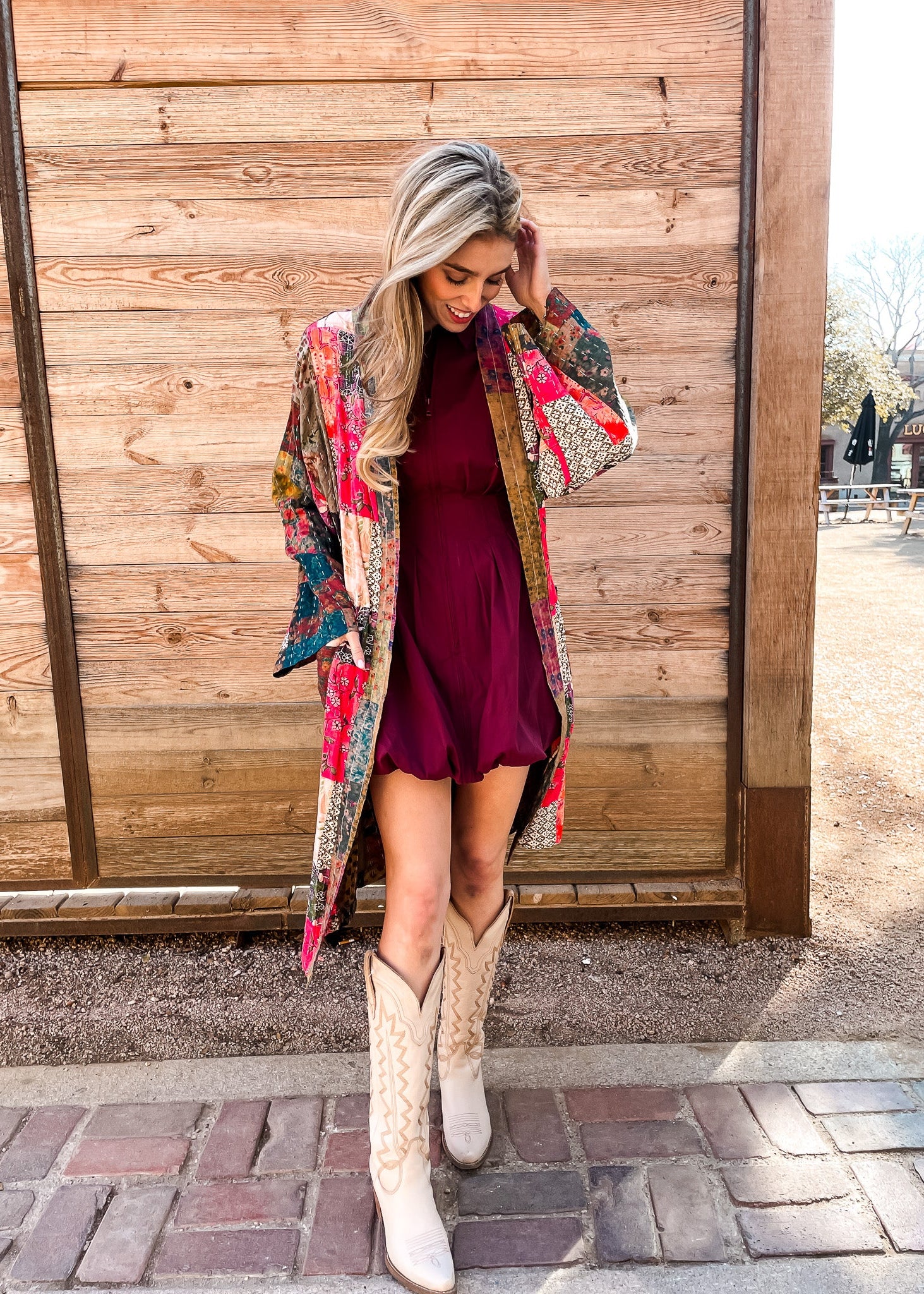 Patchwork Kimono Duster - Tucker Brown